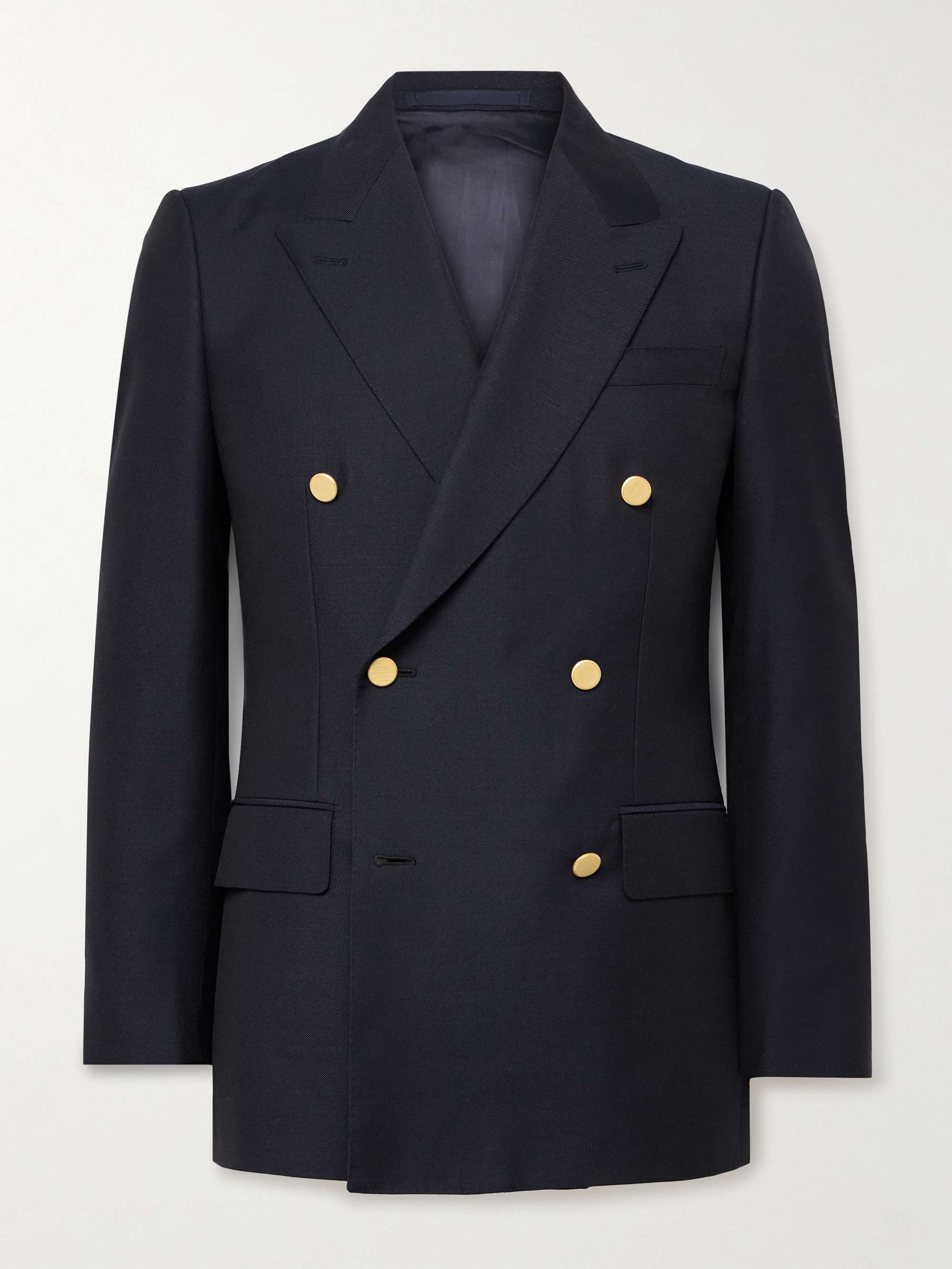 Double-Breasted Wool and Mohair-Blend Twill Blazer view