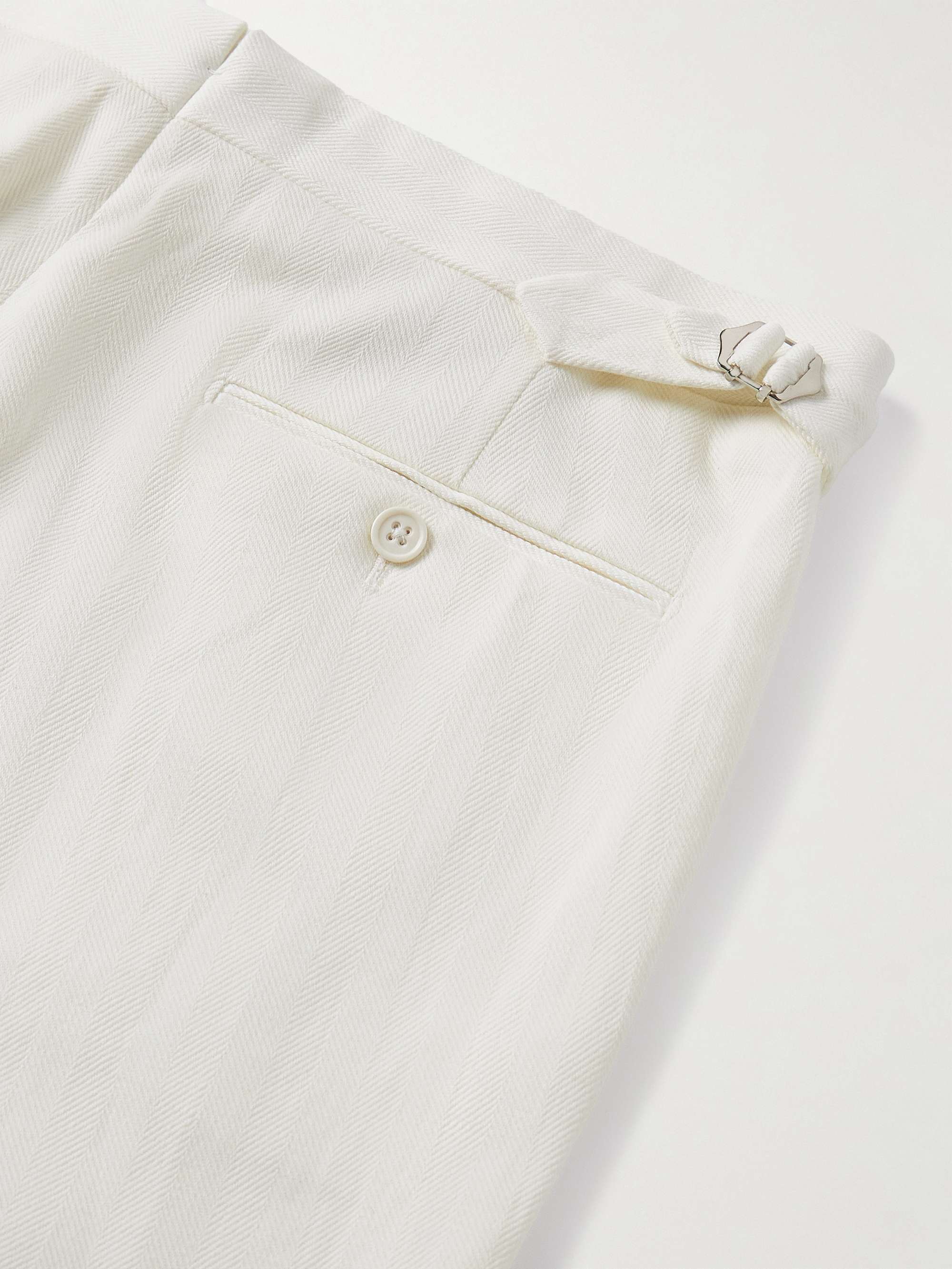 Gregory Straight-Leg Herringbone Cotton and Linen-Blend Suit Trousers view