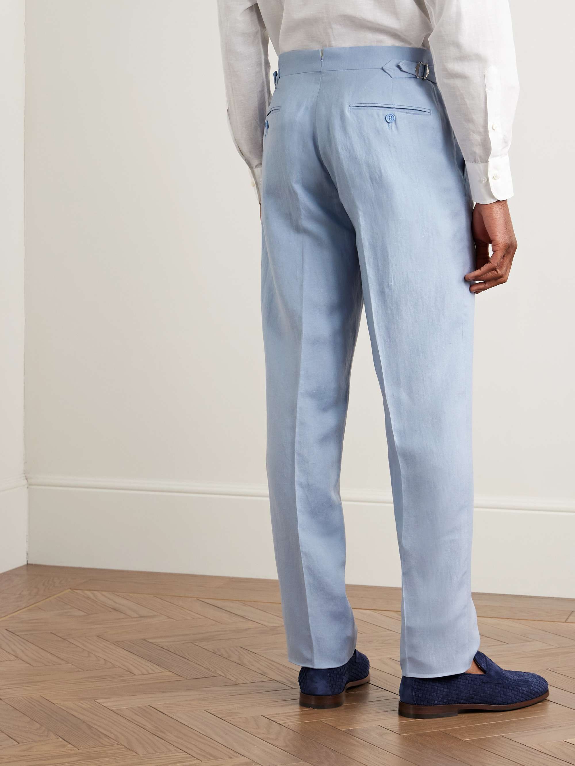 Gregory Straight-Leg Silk and Linen-Blend Suit Trousers view