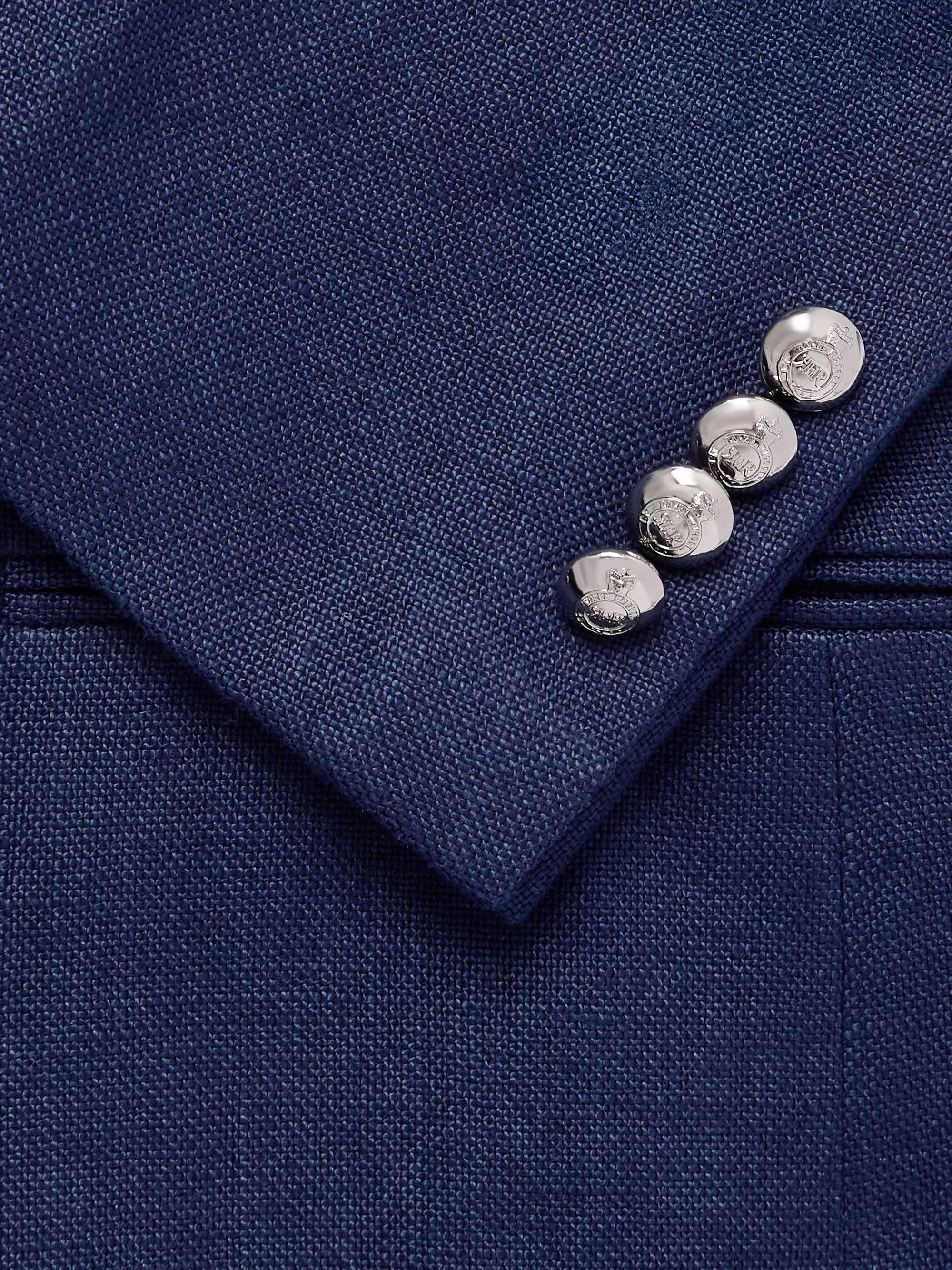 Double-Breasted Satin-Trimmed Linen-Canvas Blazer view