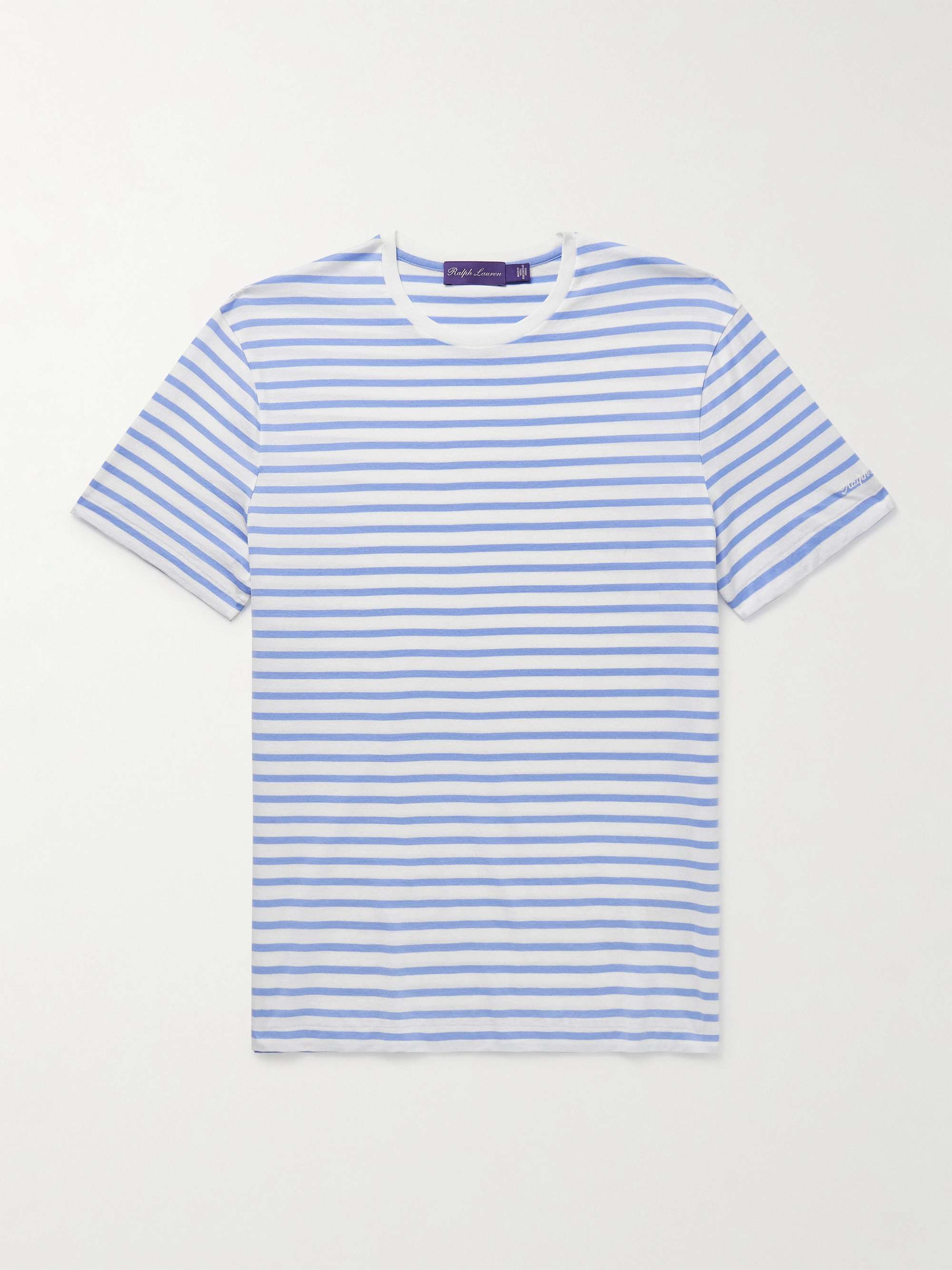 Logo-Embroidered Striped Cotton-Lisle T-Shirt view