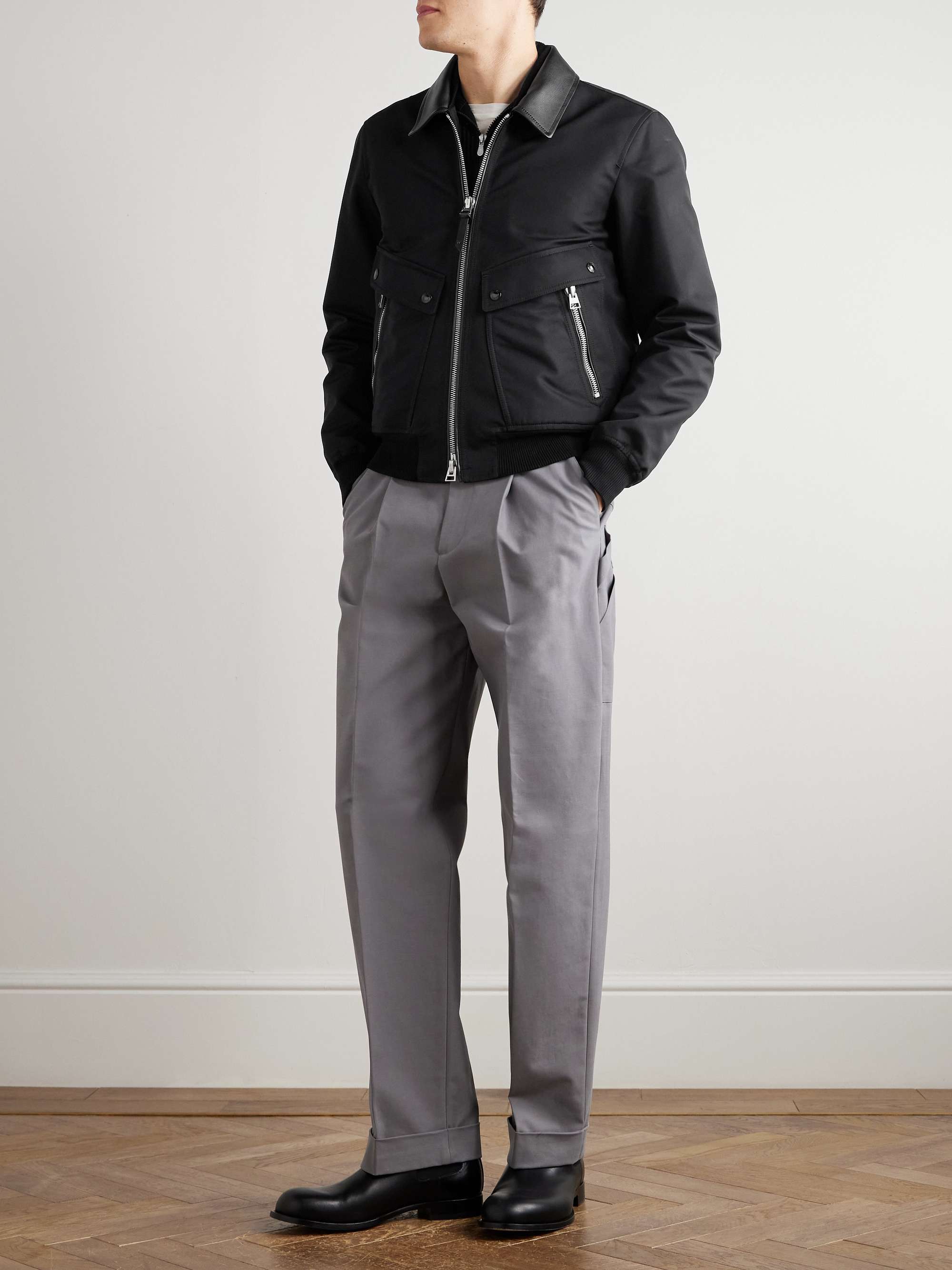 Coated Cotton-Canvas Bomber Jacket view