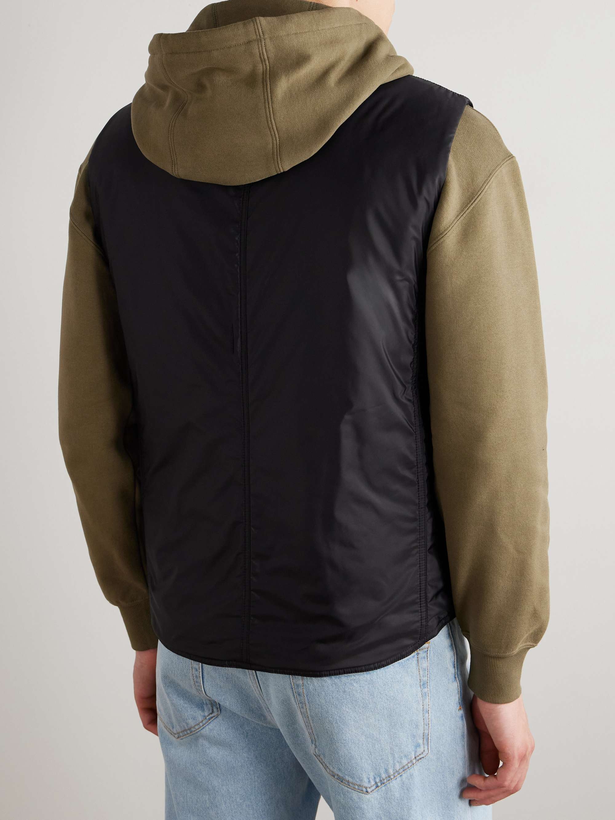 Padded Leather-Trimmed Shell Gilet view