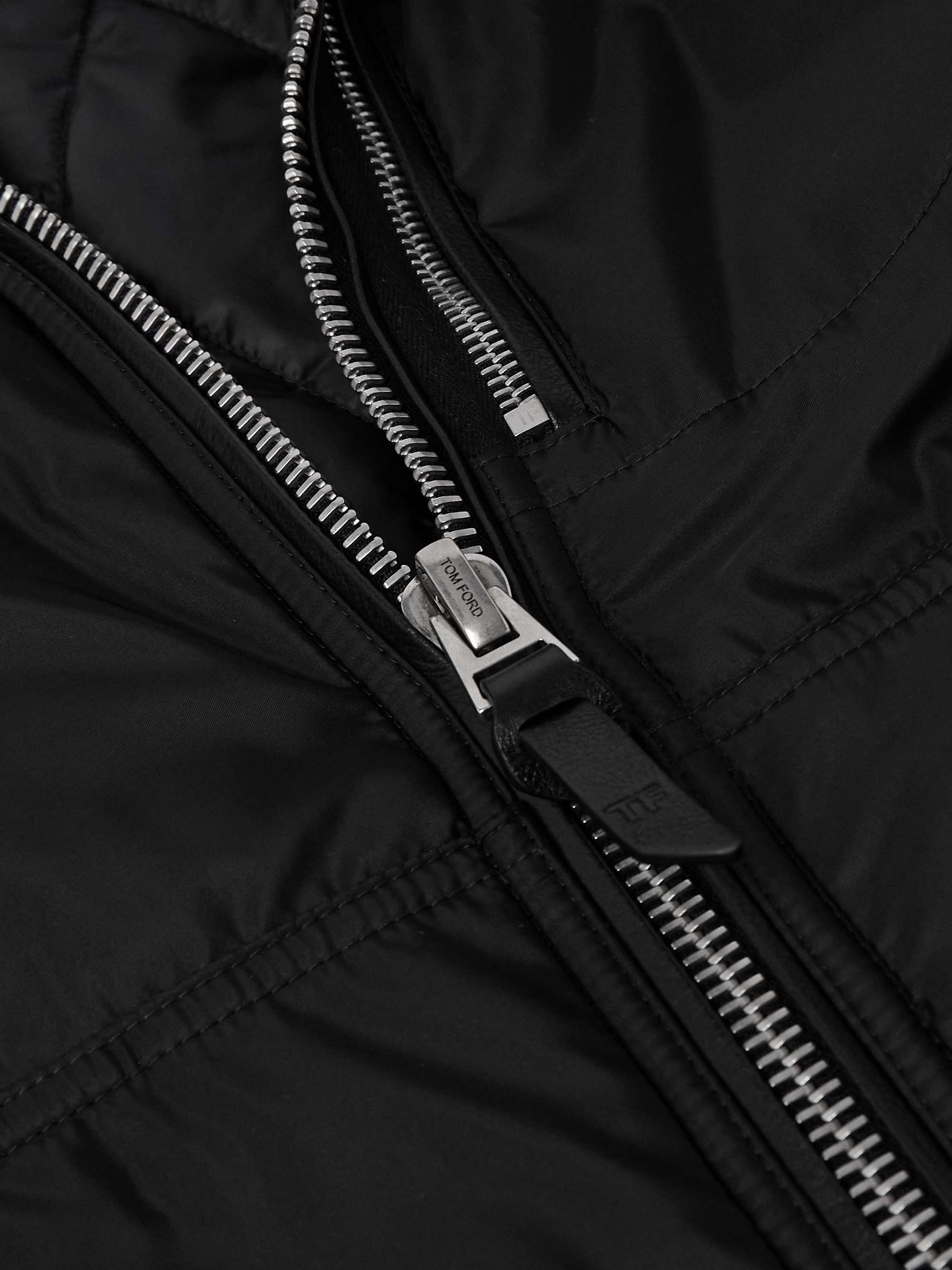 Padded Leather-Trimmed Shell Gilet view