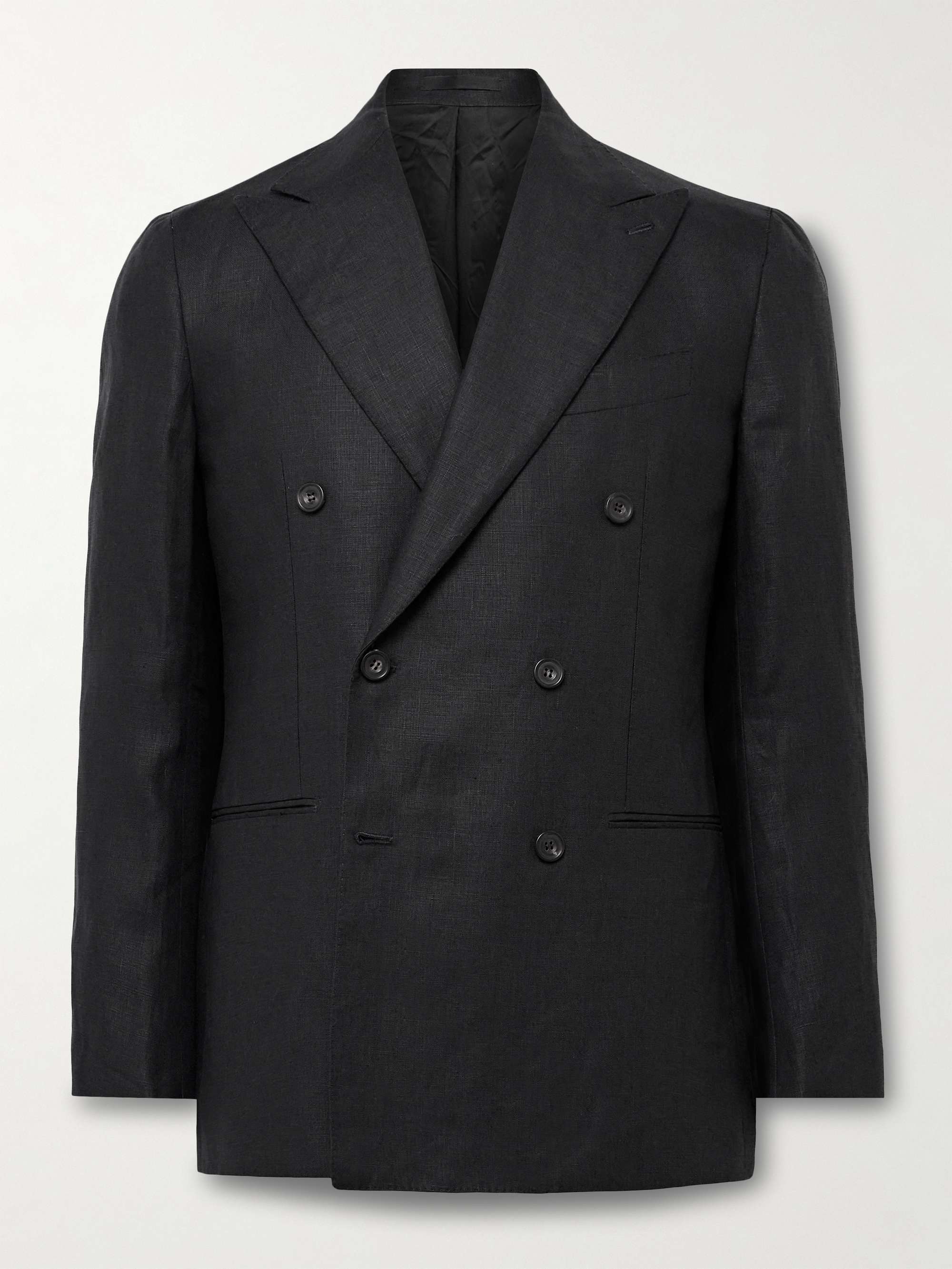 Waverly Slim-Fit Double-Breasted Linen Suit Jacket view