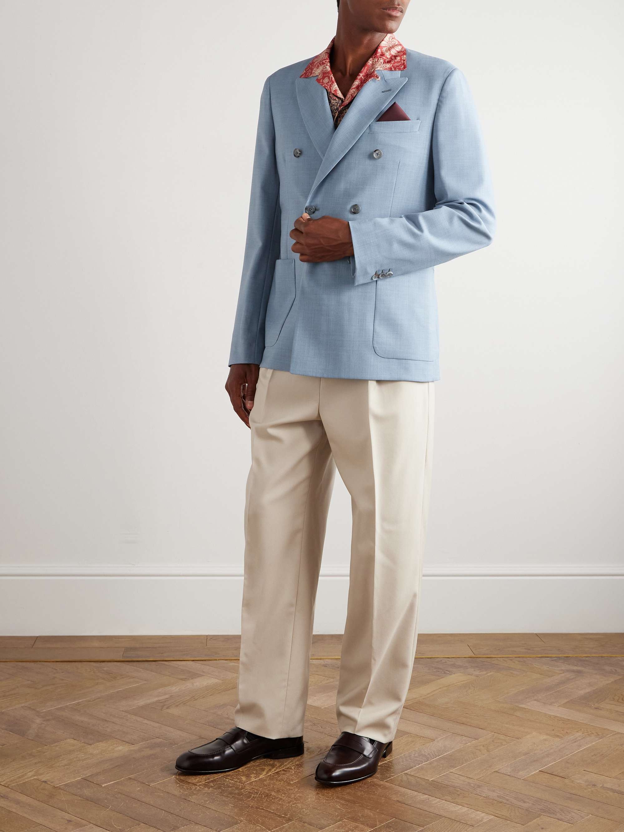 Double-Breasted Wool-Blend Suit Jacket view