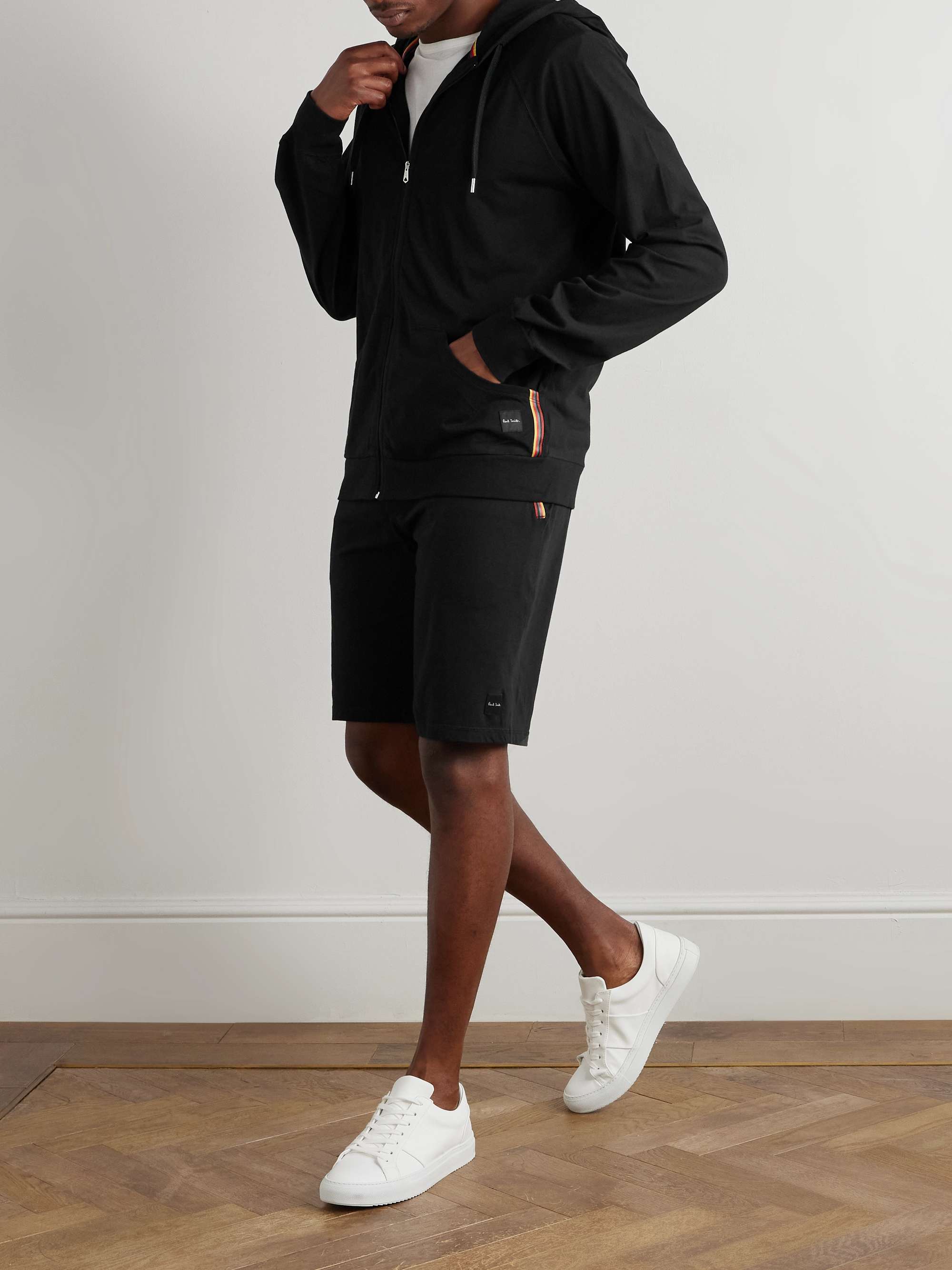 Webbing-Trimmed Cotton-Jersey Zip-Up Hoodie view