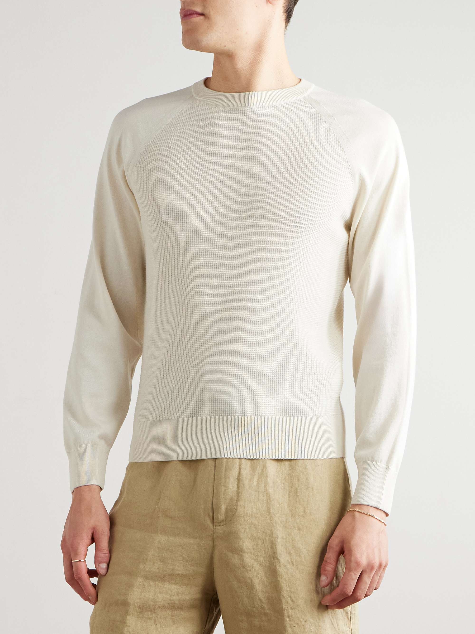 Waffle-Knit Cotton and Silk-Blend Sweatshirt view