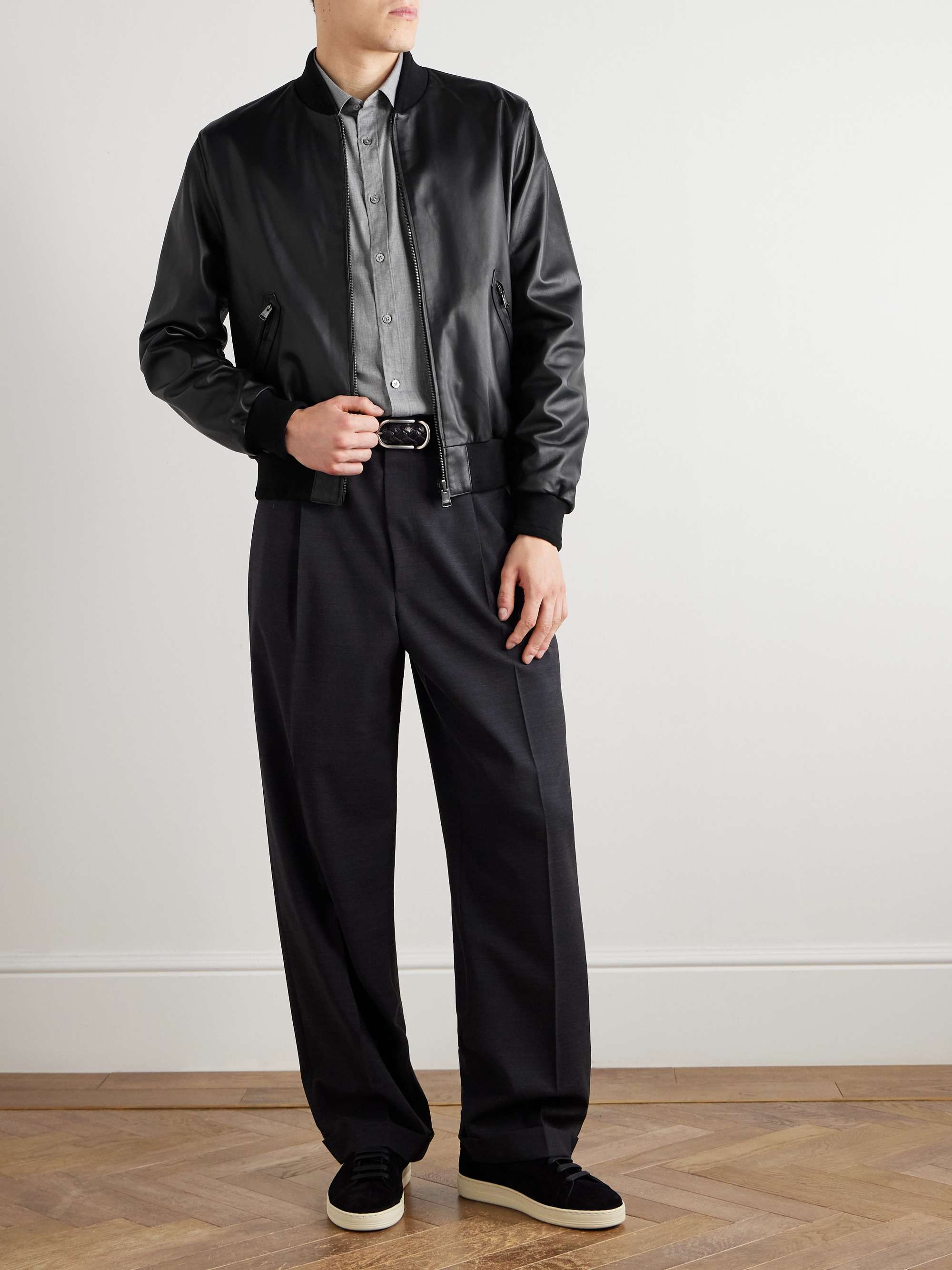 Reversible Leather and Shell Bomber Jacket view