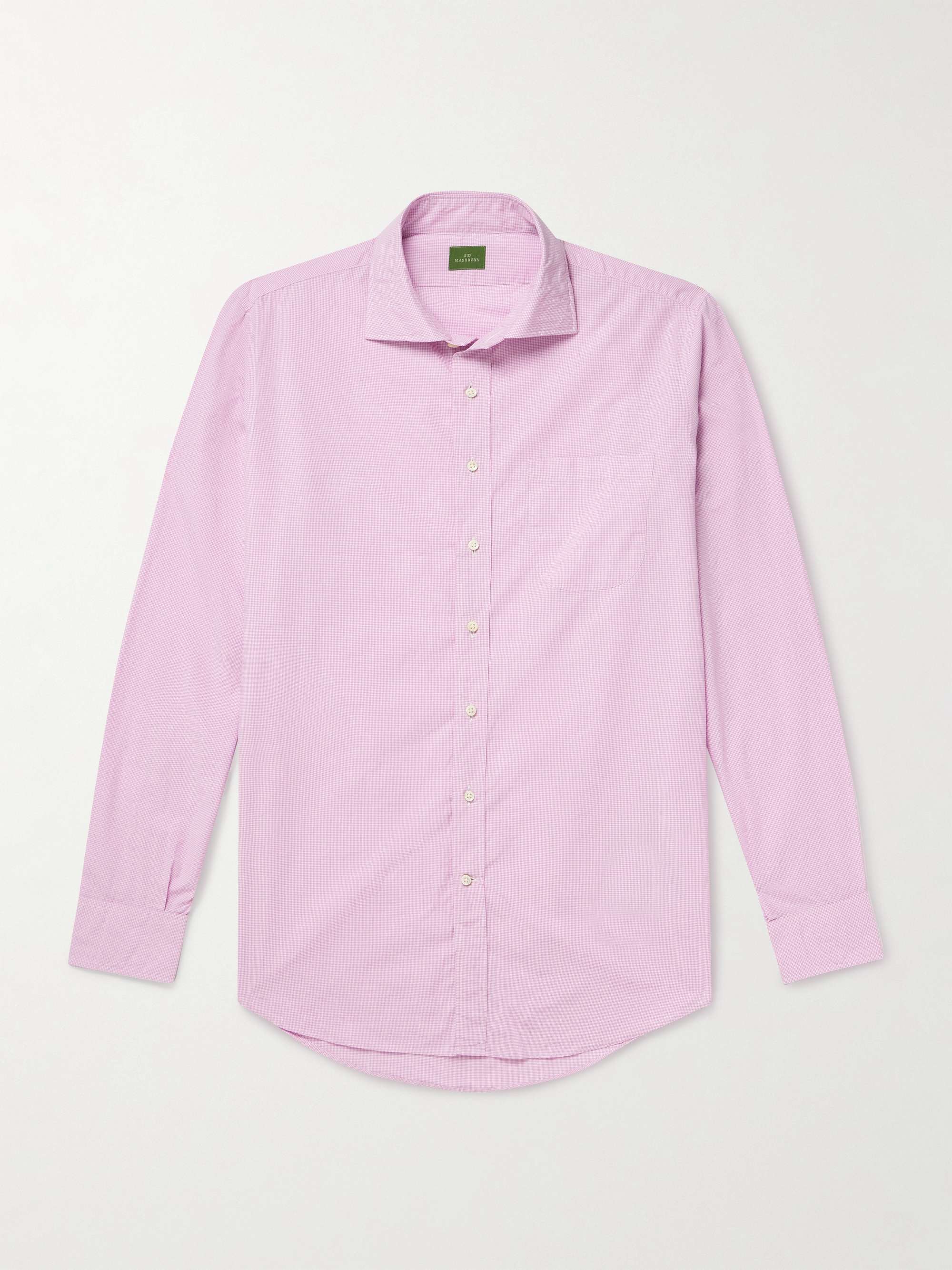 Spread-Collar Checked Cotton-Poplin Shirt view
