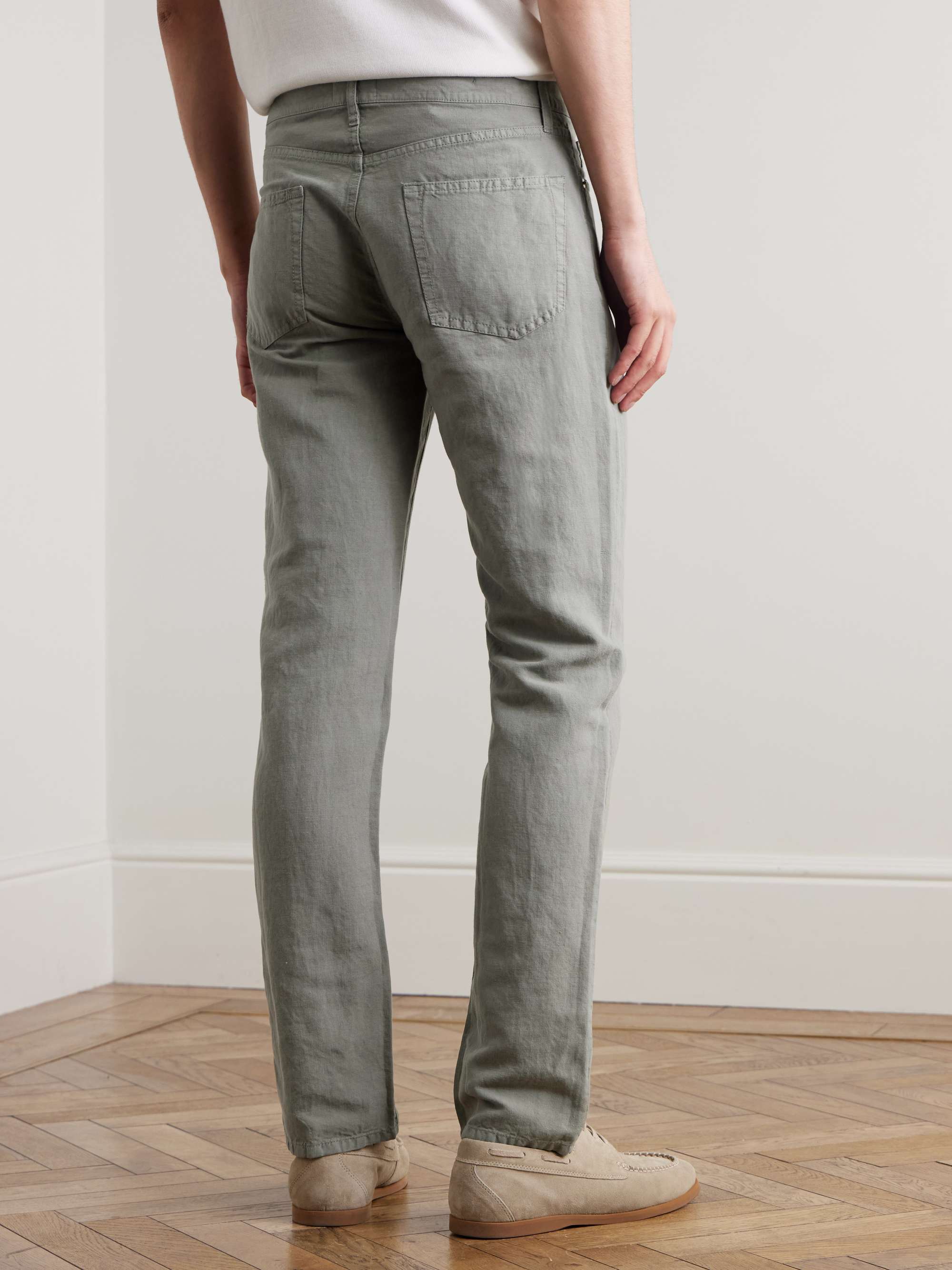 Straight-Leg Hemp and Cotton-Blend Canvas Trousers view