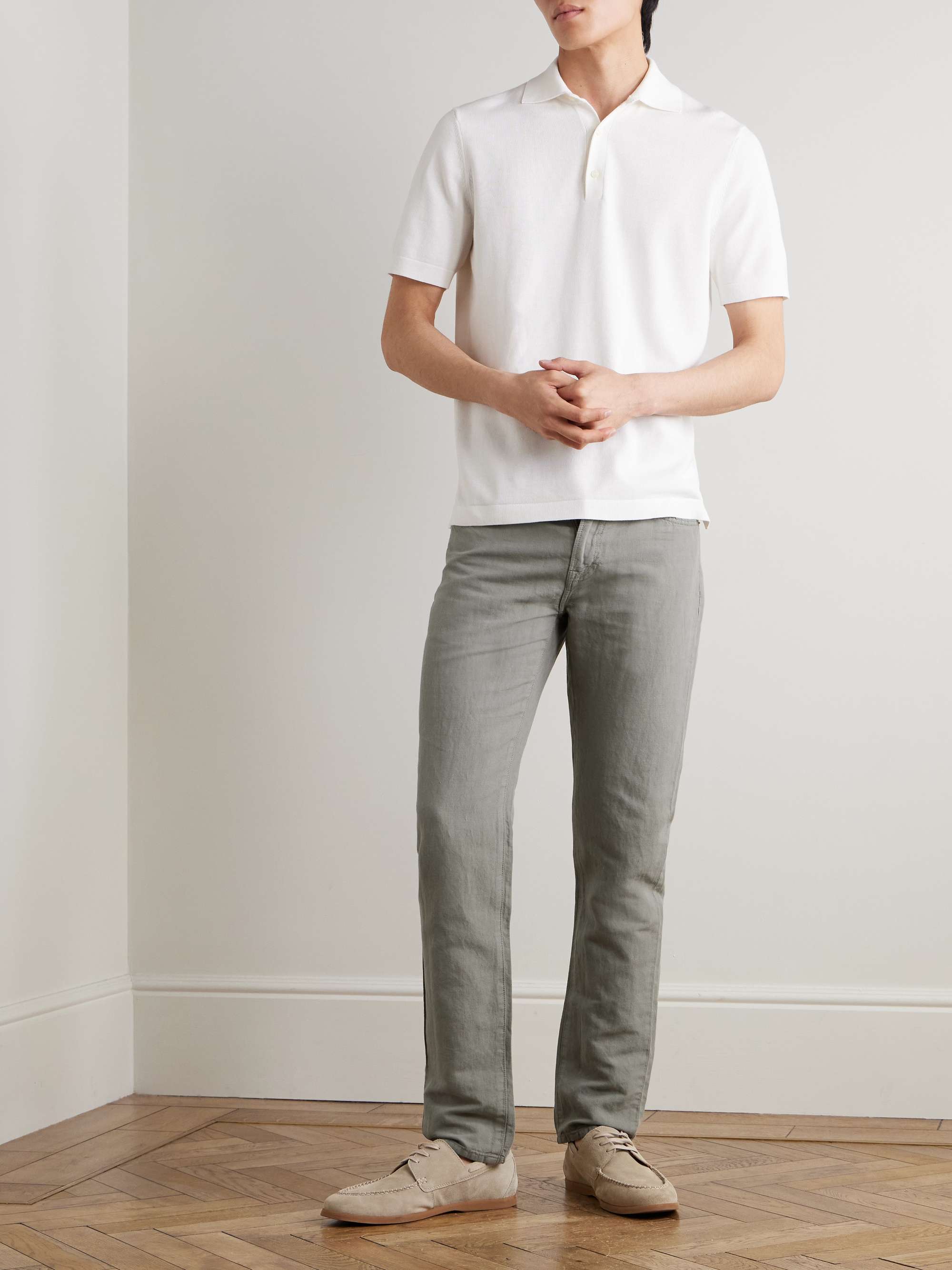 Straight-Leg Hemp and Cotton-Blend Canvas Trousers view