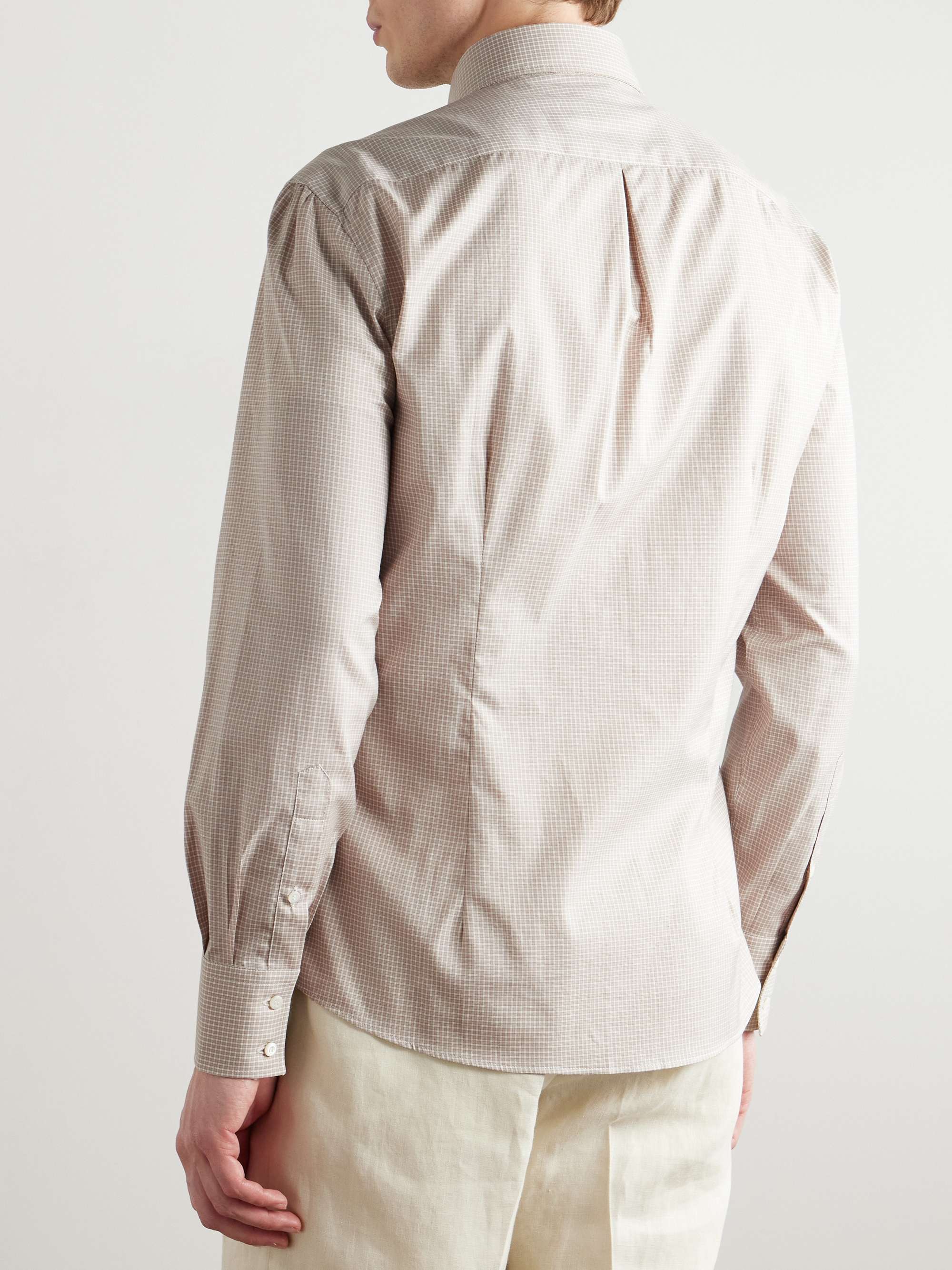 Slim-Fit Button-Down Collar Checked Cotton Shirt view