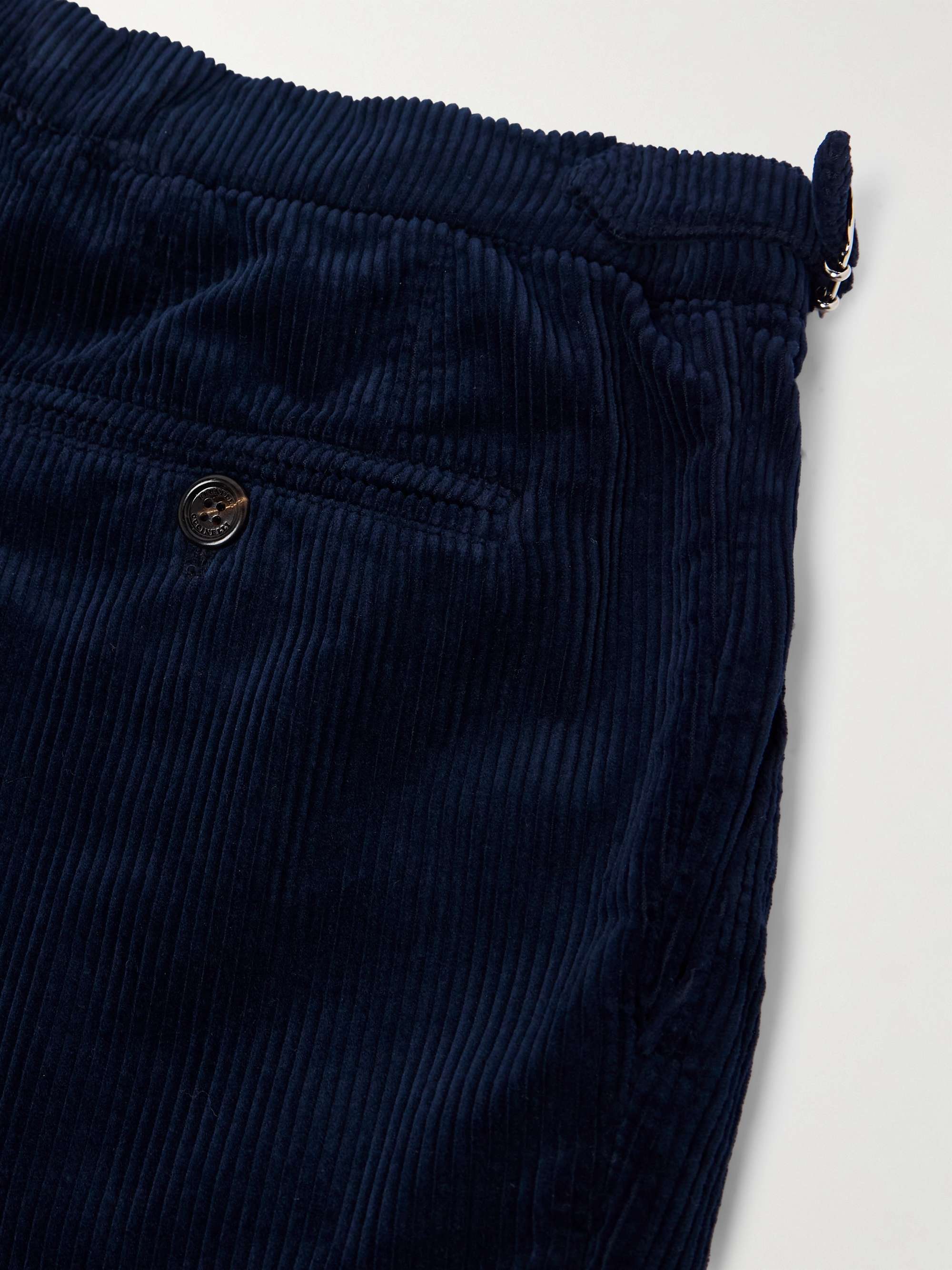Straight-Leg Pleated Cotton-Corduroy Trousers view