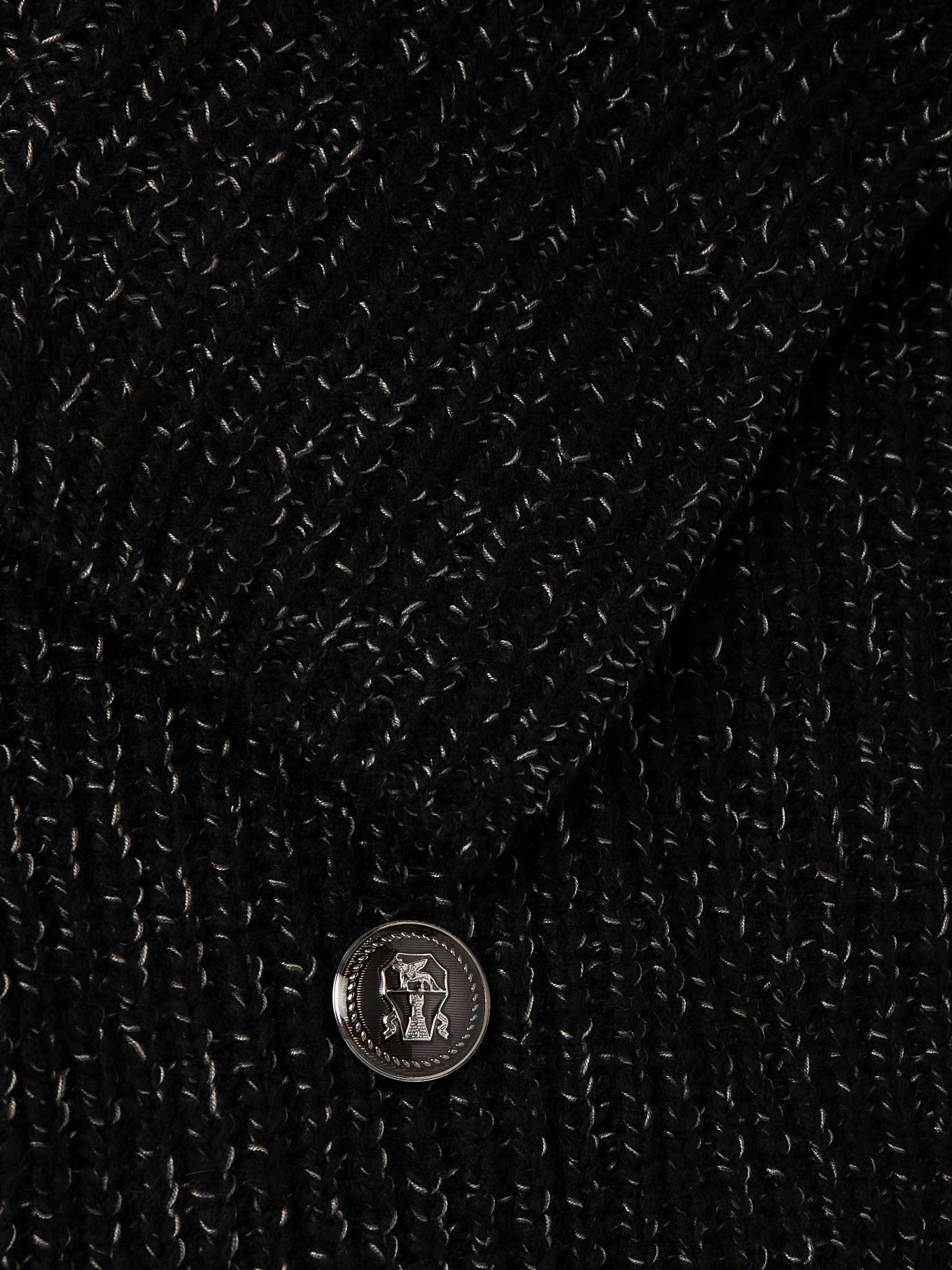 Shawl-Collar Double-Breasted Ribbed Virgin Wool, Silk and Cashmere-Blend Cardigan view