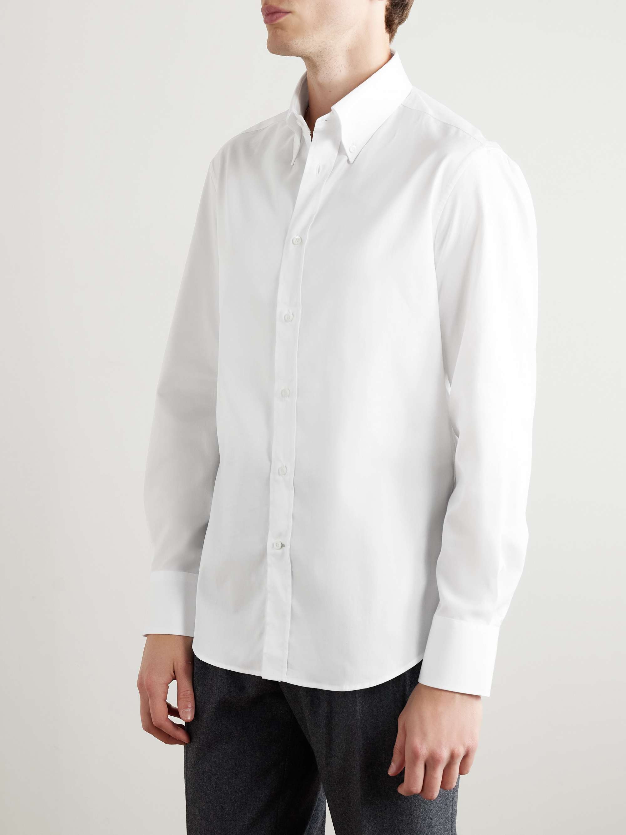 Slim-Fit Button-Down Collar Cotton-Twill Shirt view