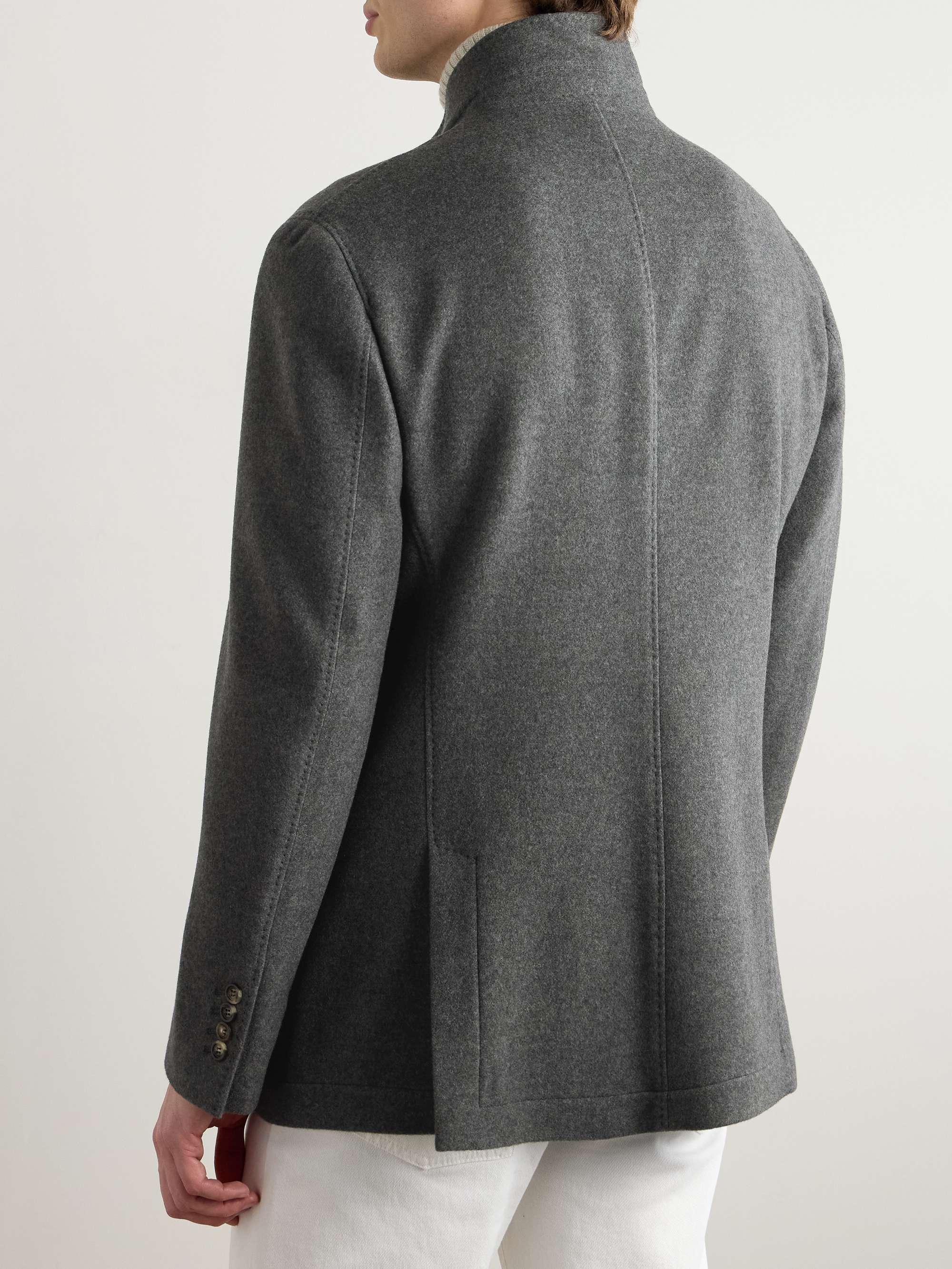 Unstructured Brushed-Cashmere Blazer view