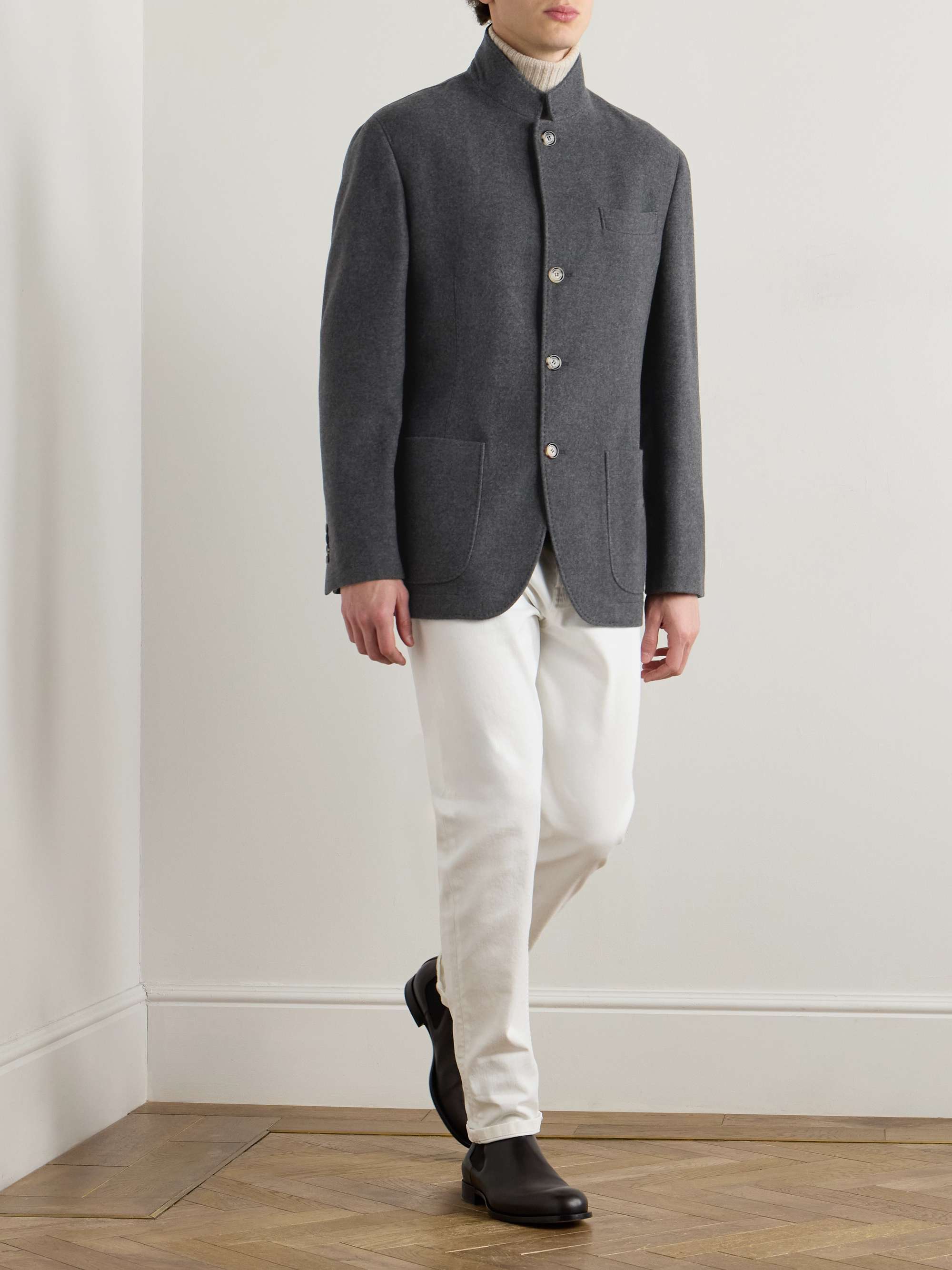 Unstructured Brushed-Cashmere Blazer view