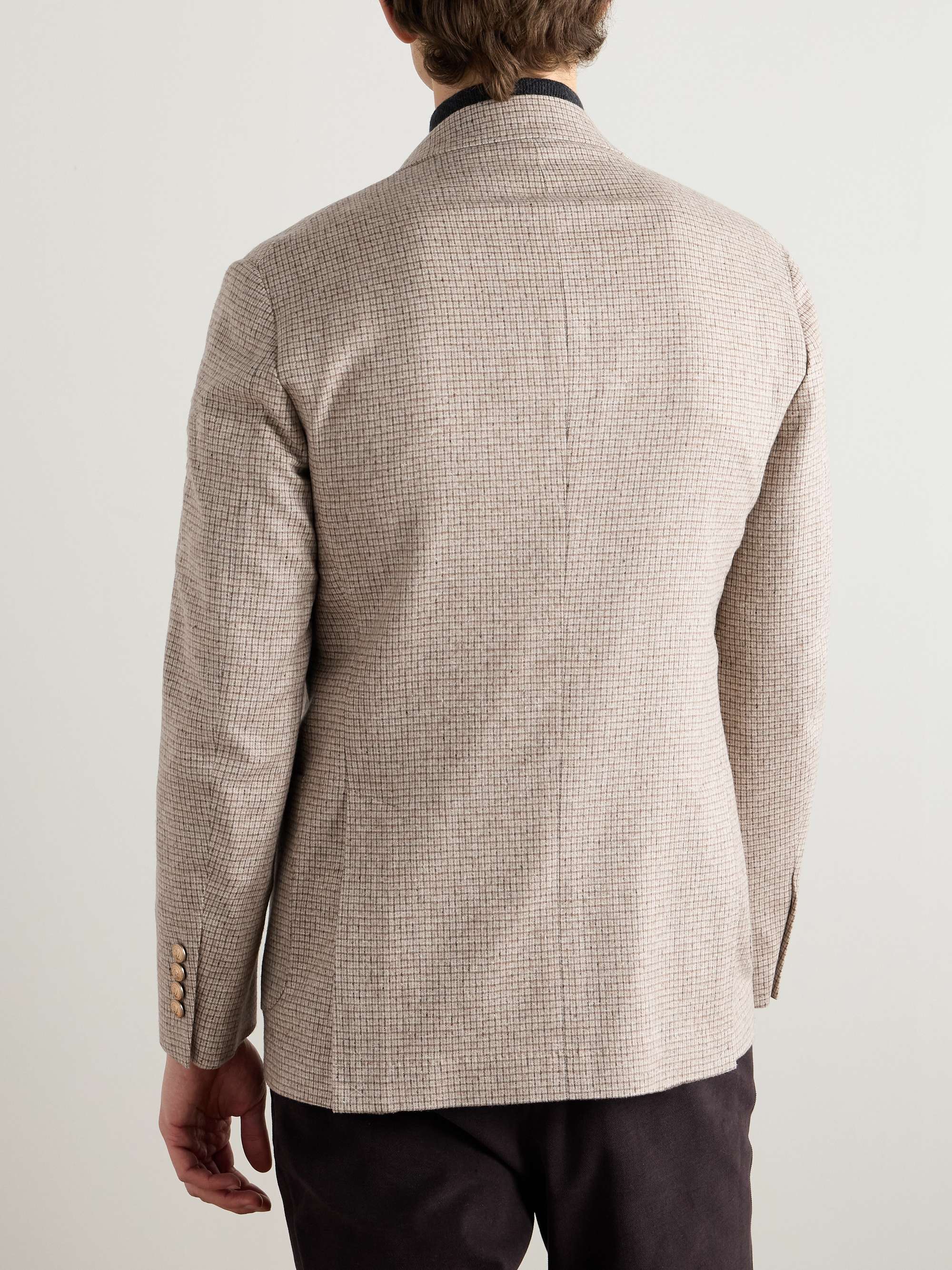 Double-Breasted Checked Silk, Wool and Cashmere-Blend Blazer view