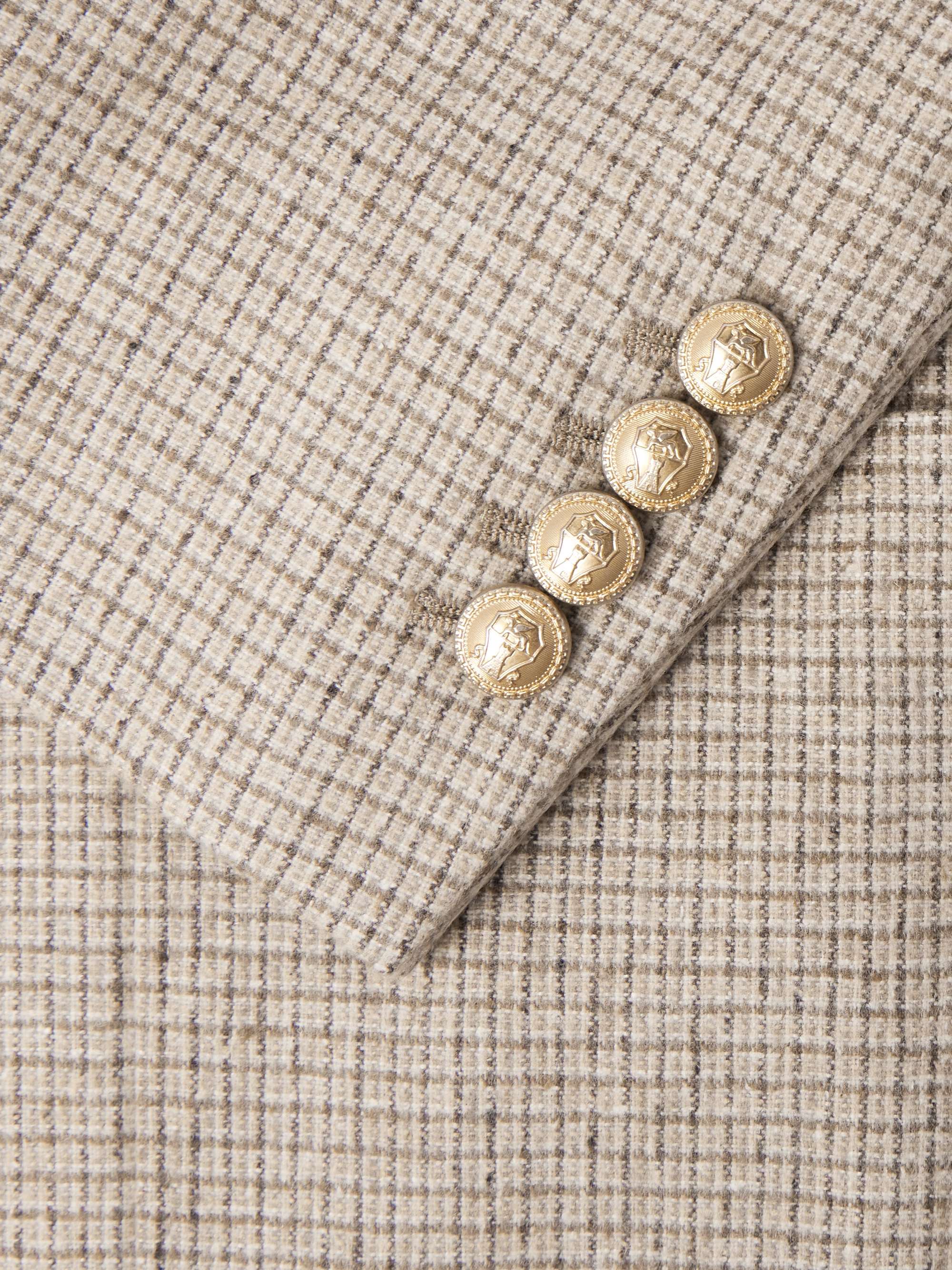 Double-Breasted Checked Silk, Wool and Cashmere-Blend Blazer view