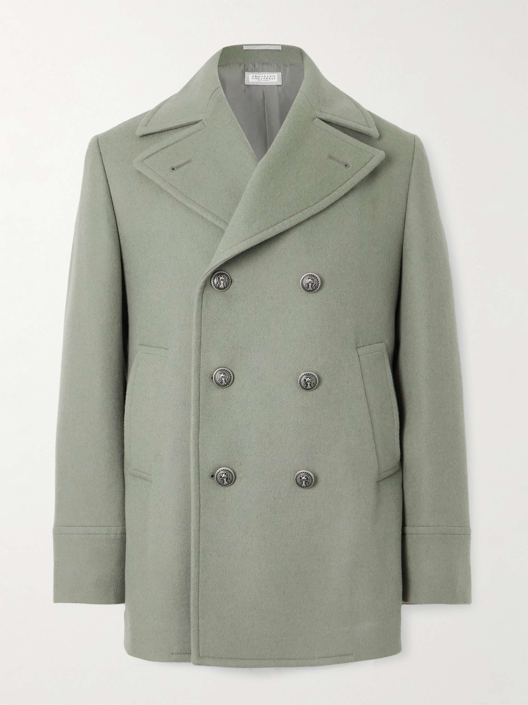Double-Breasted Brushed-Wool Peacoat view