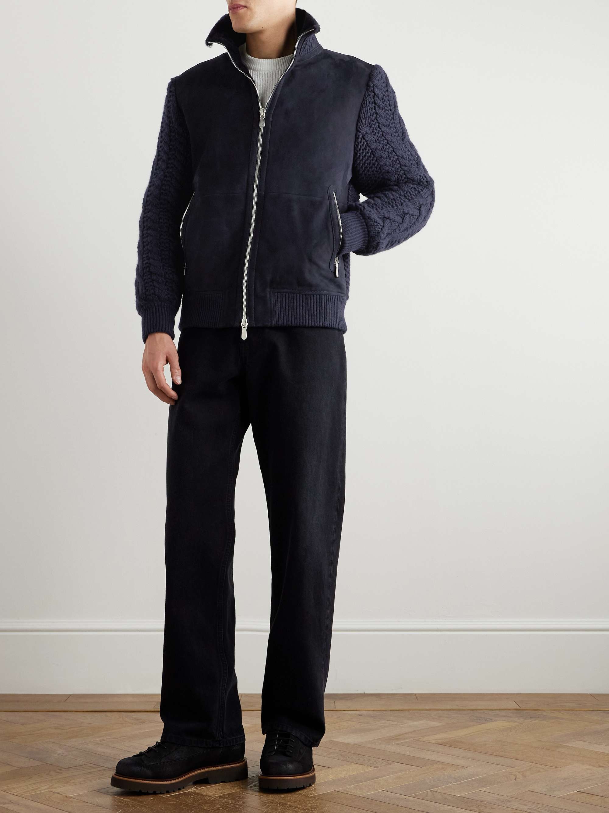 Shearling and Cable-Knit Cashmere Jacket view