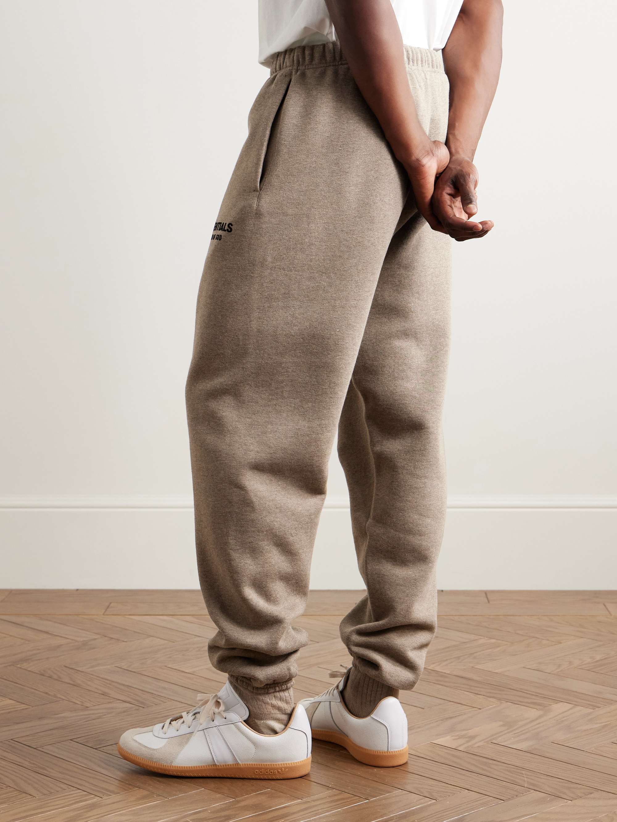 Tapered Logo-Appliquéd Cotton-Blend Jersey Sweatpants view