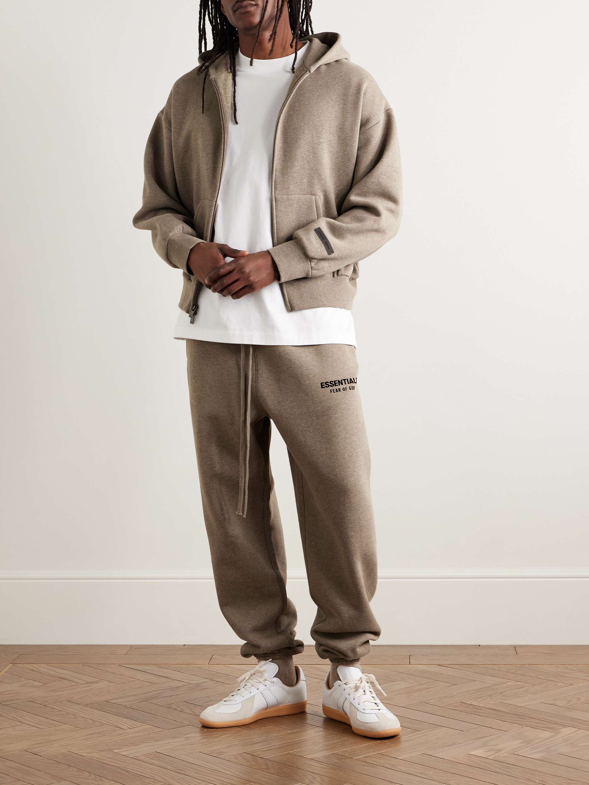 Tapered Logo-Appliquéd Cotton-Blend Jersey Sweatpants view