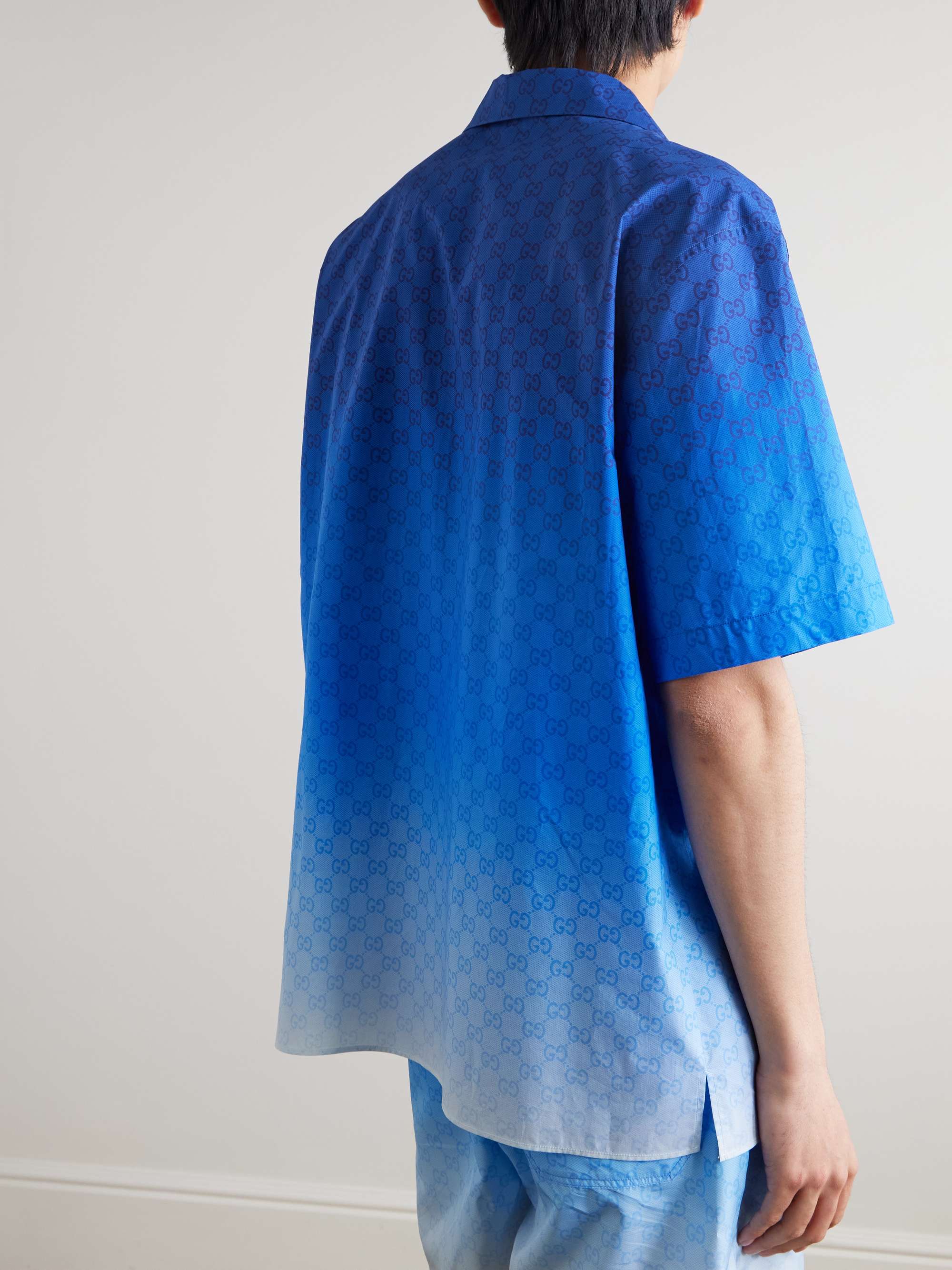 Dégradé Logo-Print Cotton-Mesh Shirt view