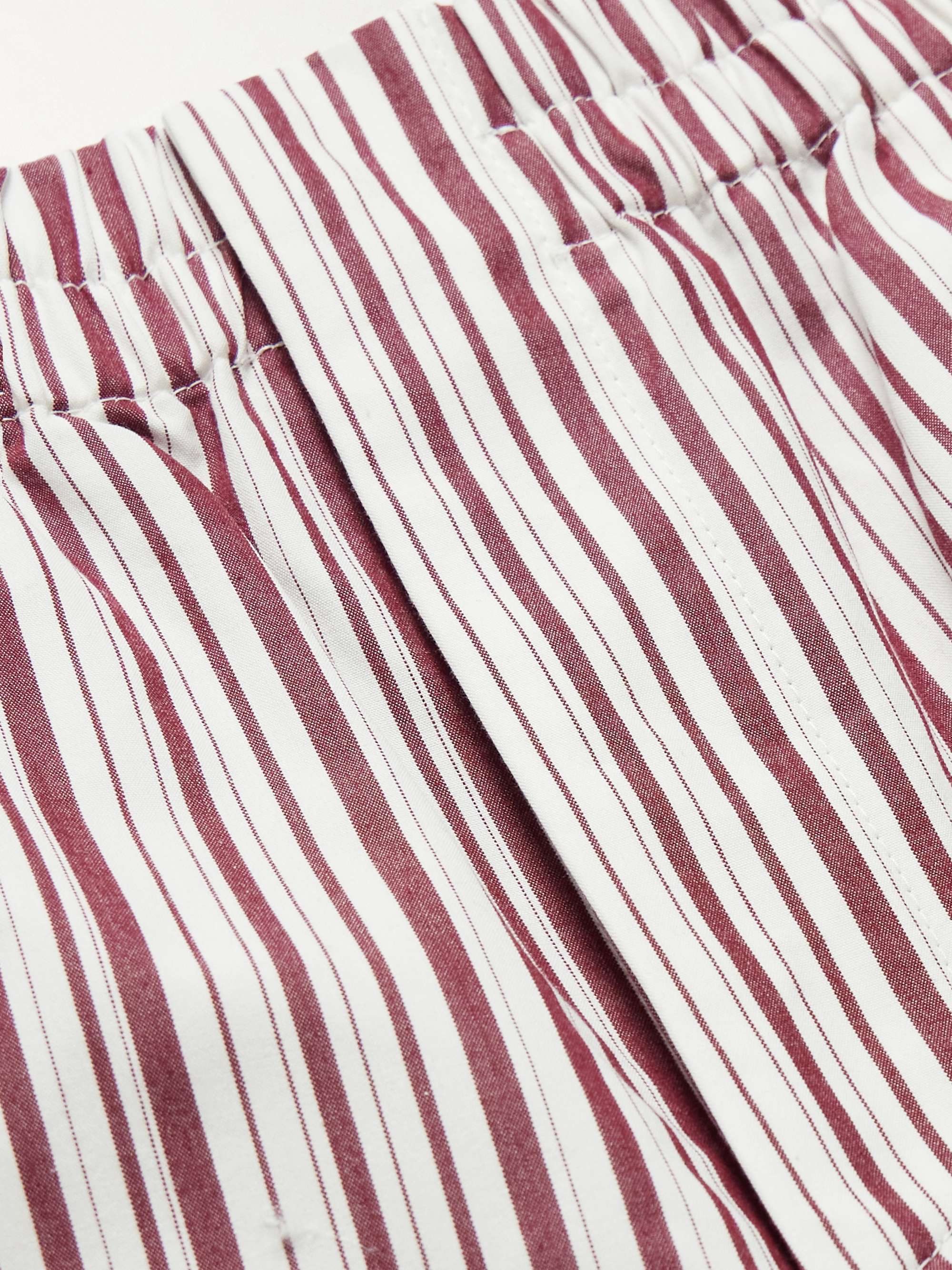 Straight-Leg Striped Cotton-Poplin Shorts view