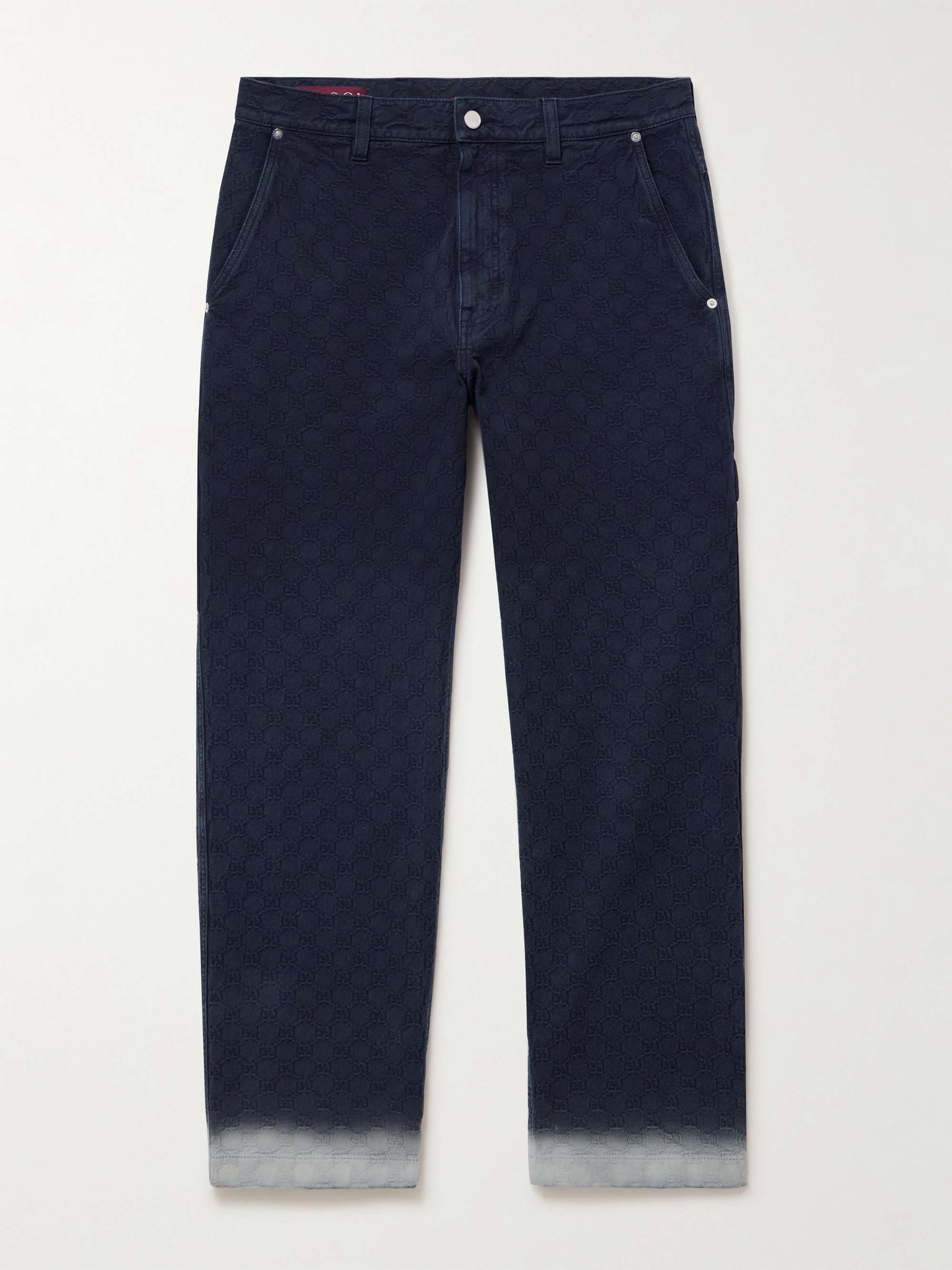 Straight-Leg Dégradé Logo-Jacquard Jeans view