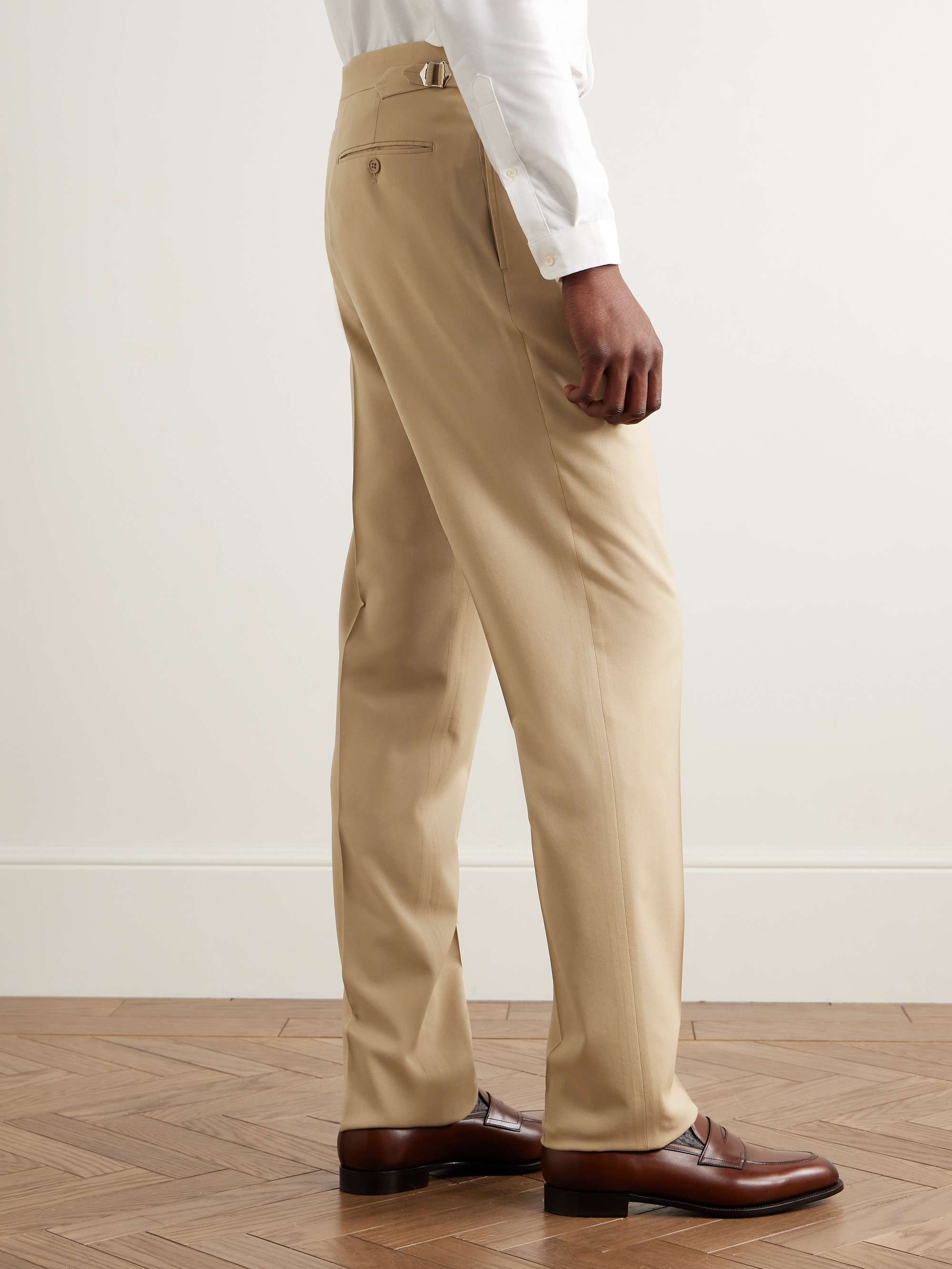 Gregory Straight-Leg Pleated Wool-Gabardine Trousers view