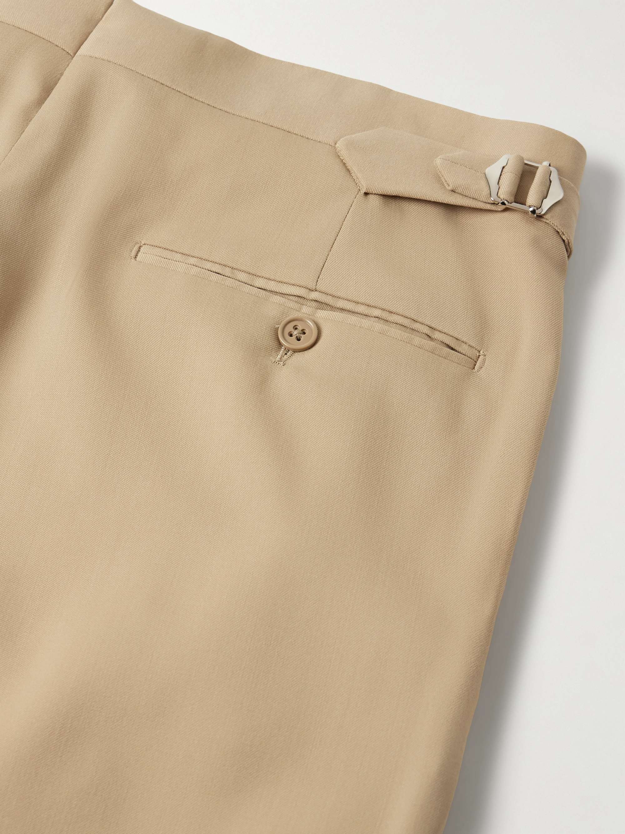 Gregory Straight-Leg Pleated Wool-Gabardine Trousers view