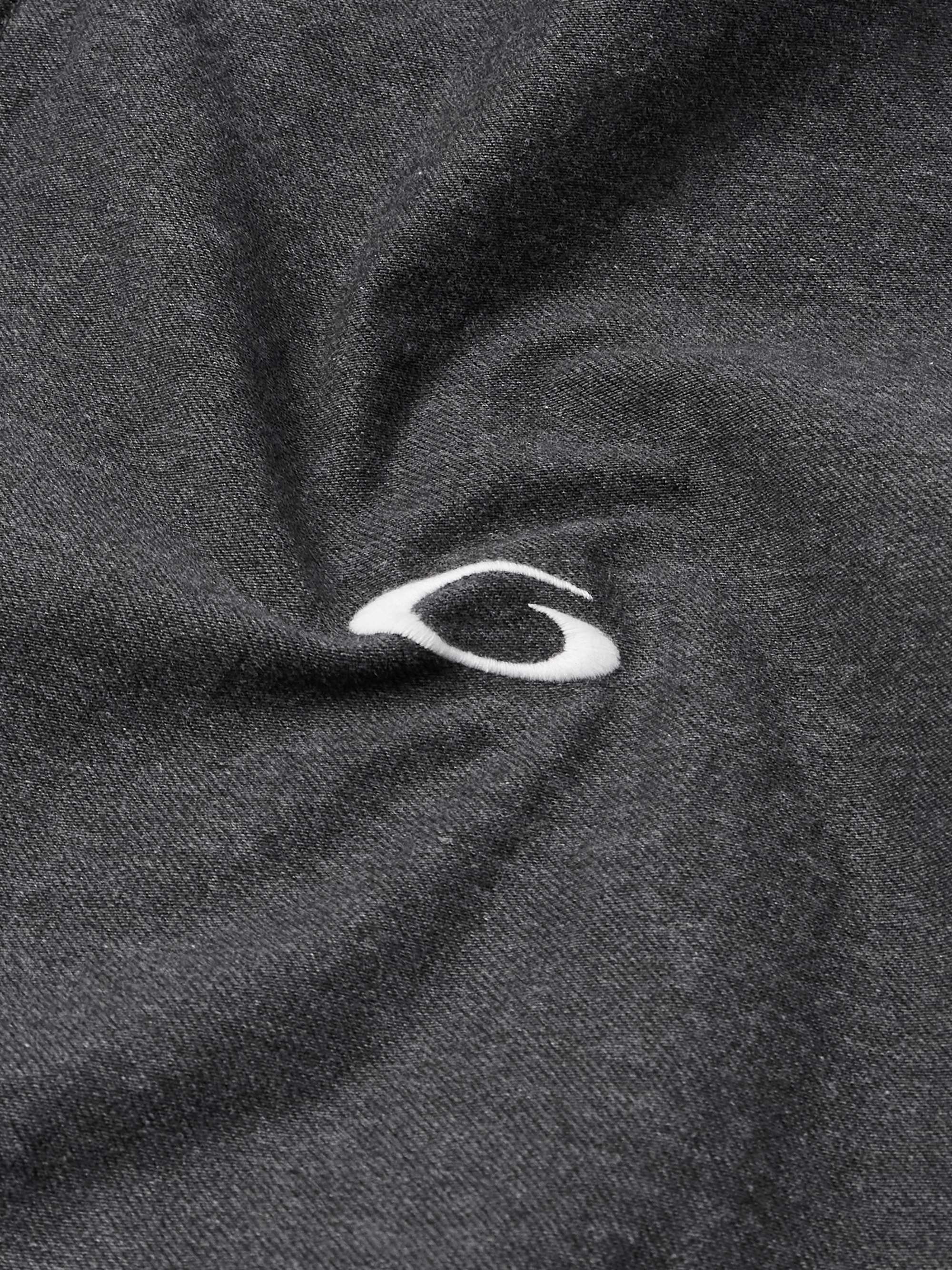Logo-Embroidered Printed Denim Zip-Up Hoodie view