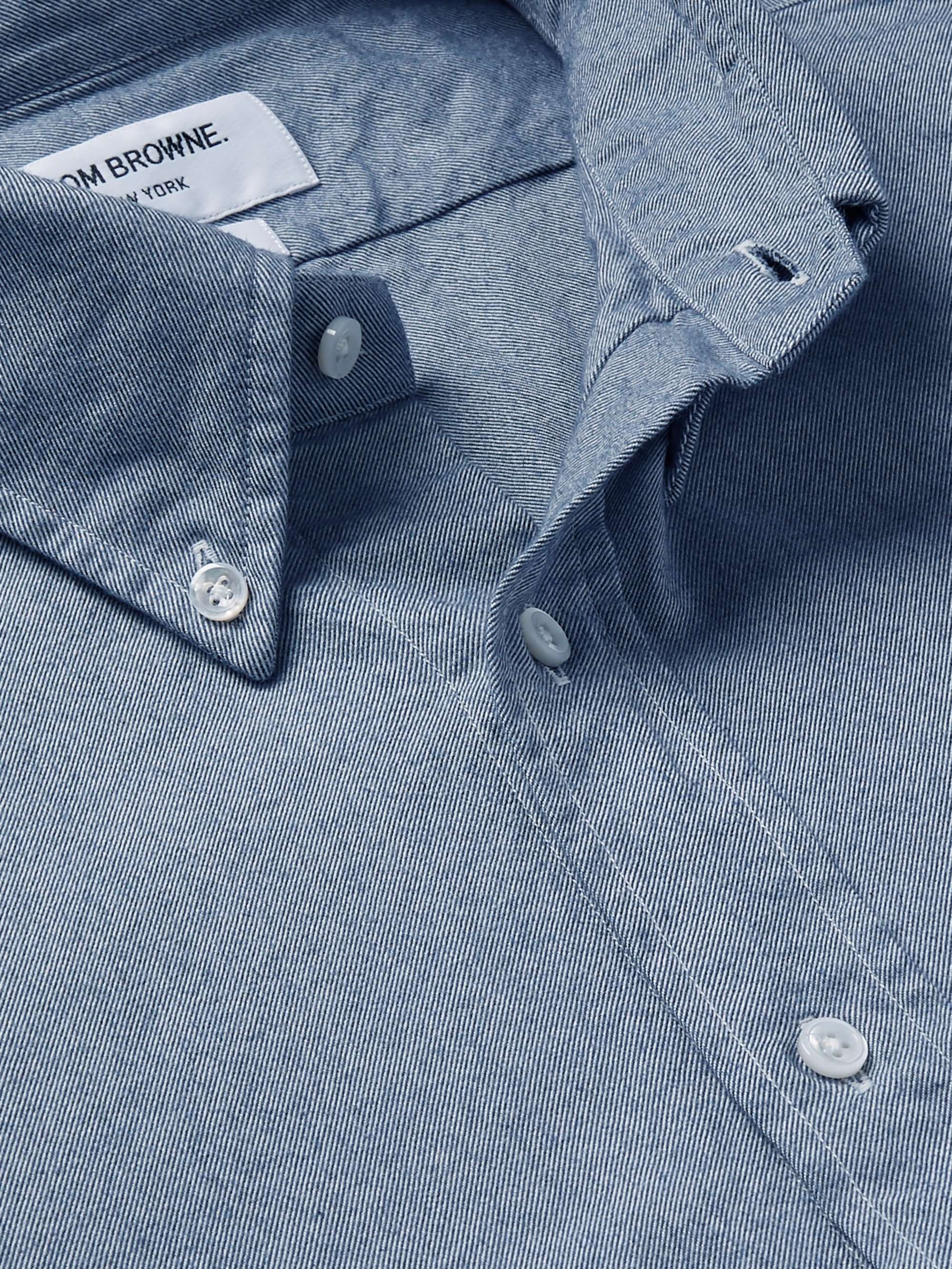 Button-Down Collar Striped Cotton-Flannel Shirt view