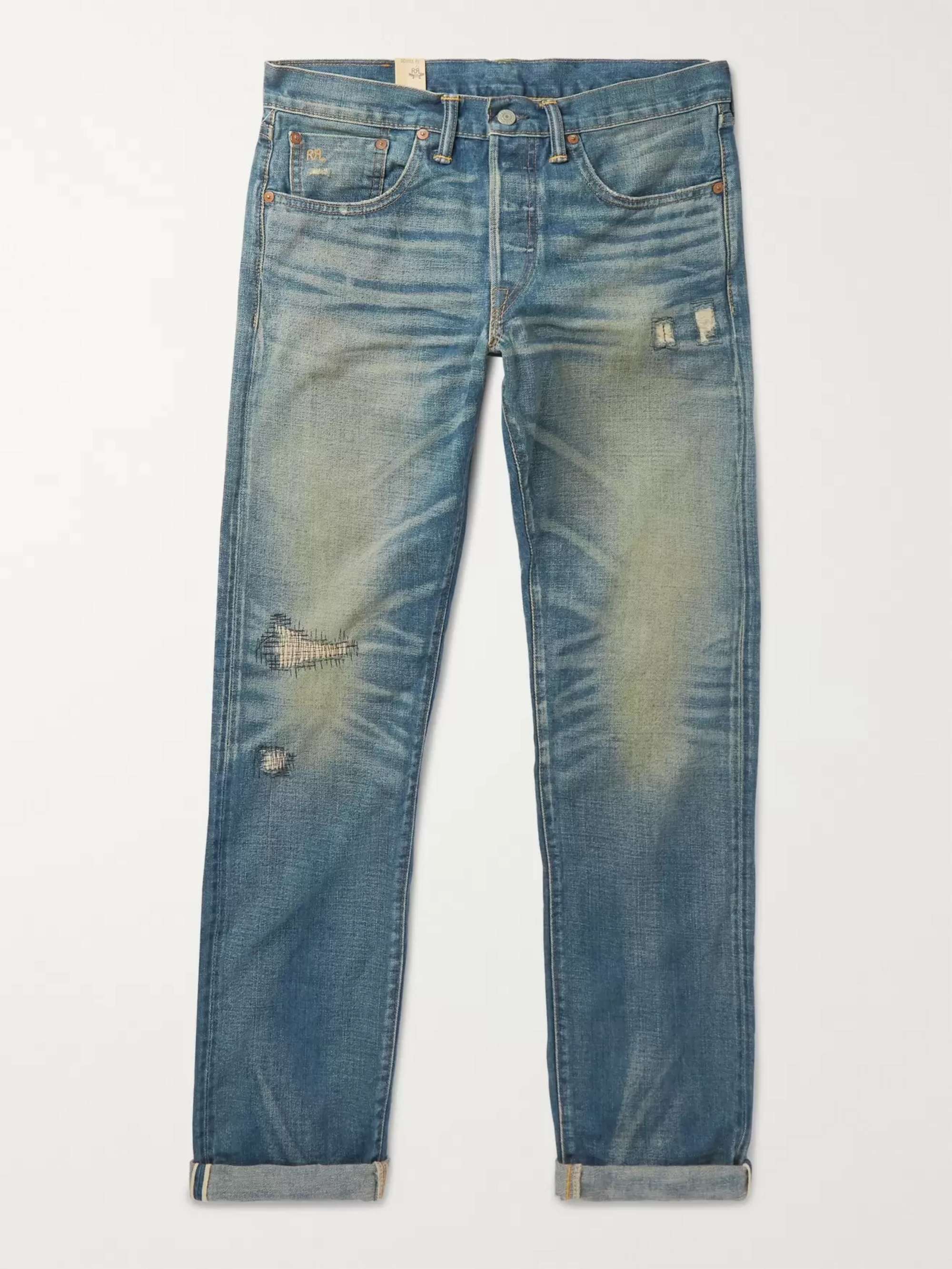 Ridgway Slim-Fit Distressed Selvedge Denim Jeans view
