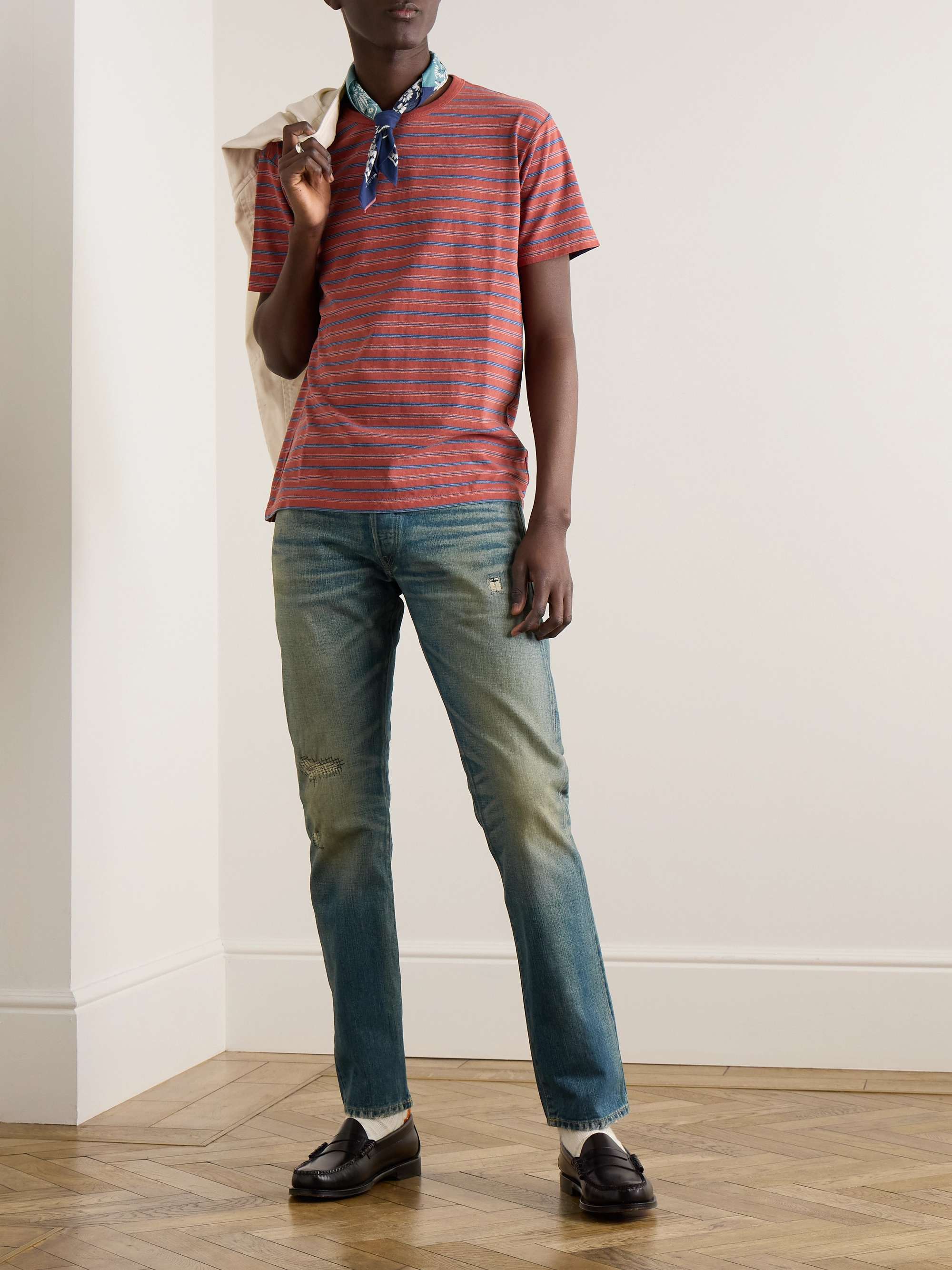 Ridgway Slim-Fit Distressed Selvedge Denim Jeans view