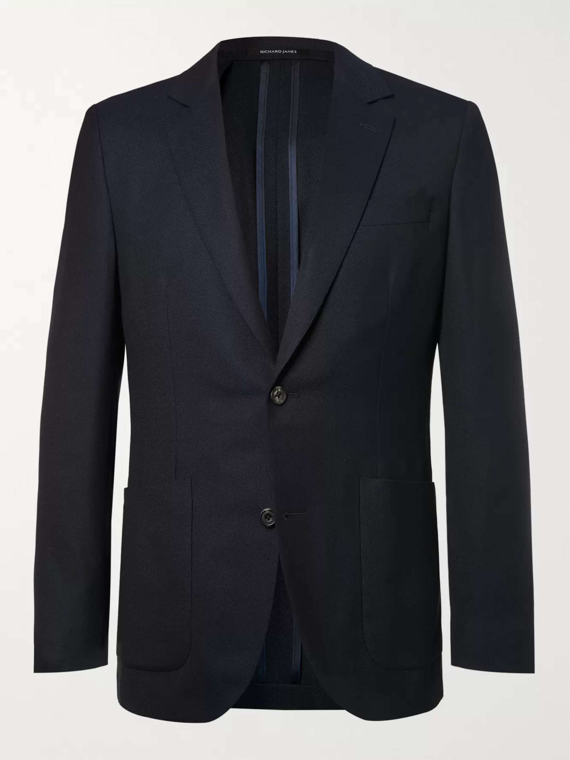 Navy Spirit Slim-Fit Wool-Hopsack Blazer view