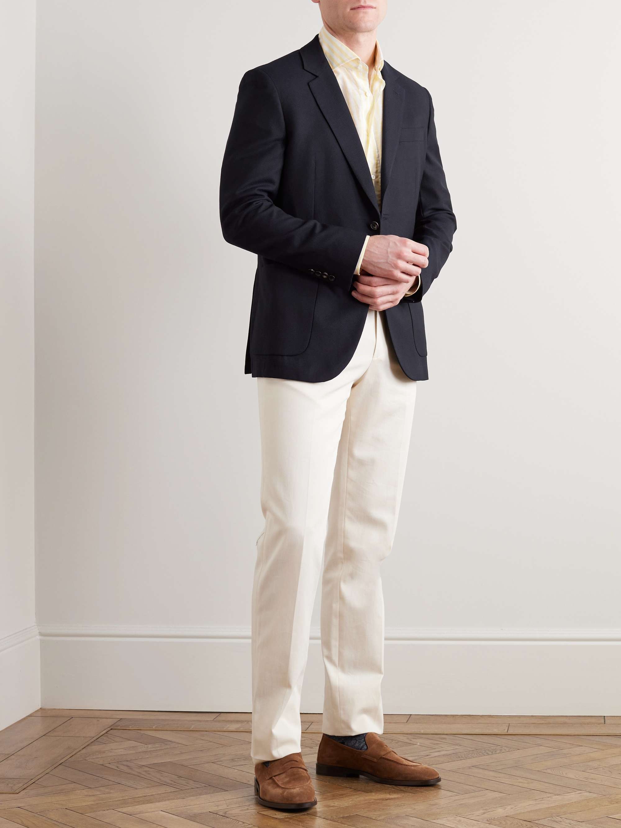 Navy Spirit Slim-Fit Wool-Hopsack Blazer view