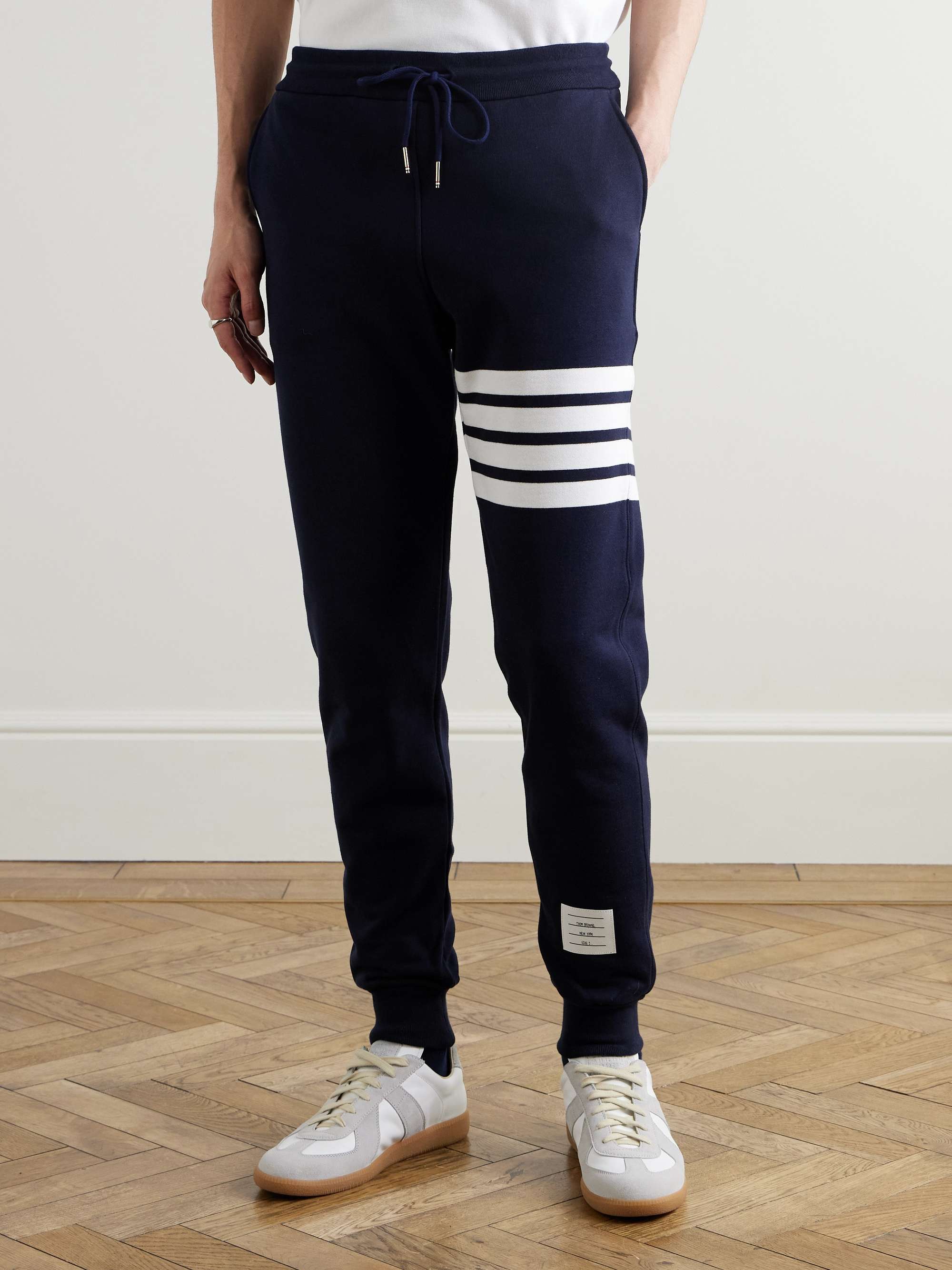 Tapered Striped Loopback Cotton-Jersey Sweatpants view