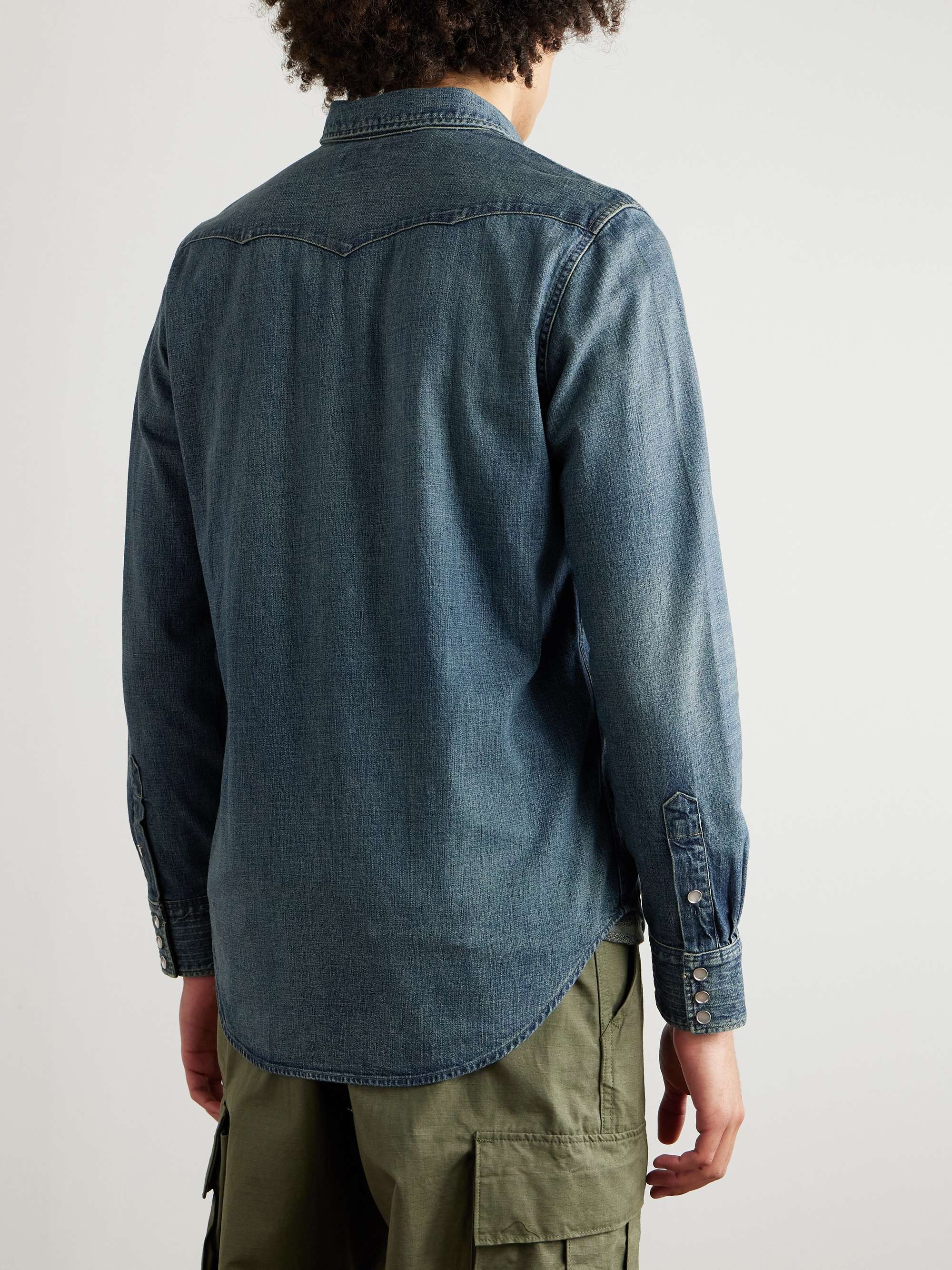 Slim-Fit Denim Western Shirt view