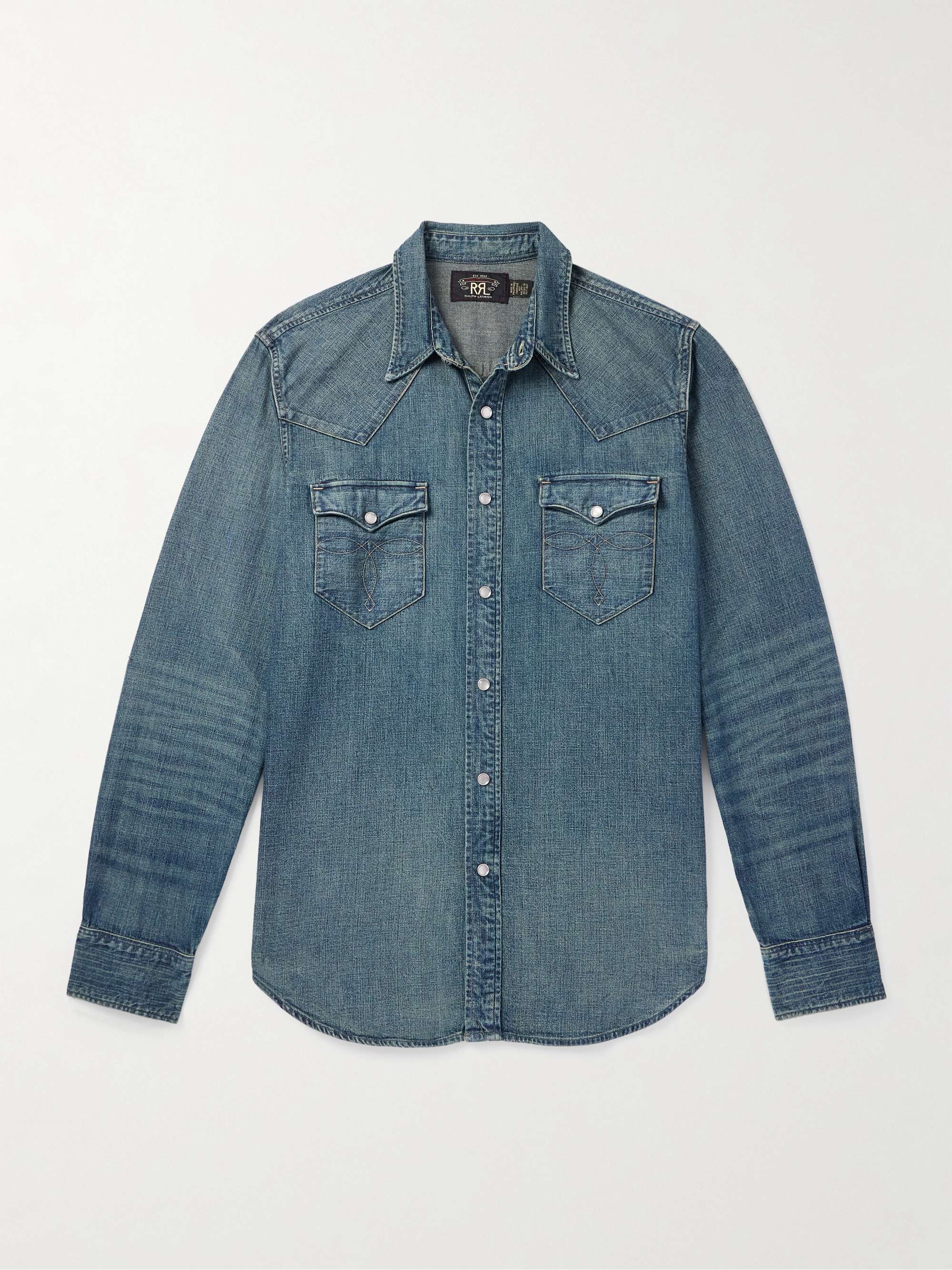 Slim-Fit Denim Western Shirt view
