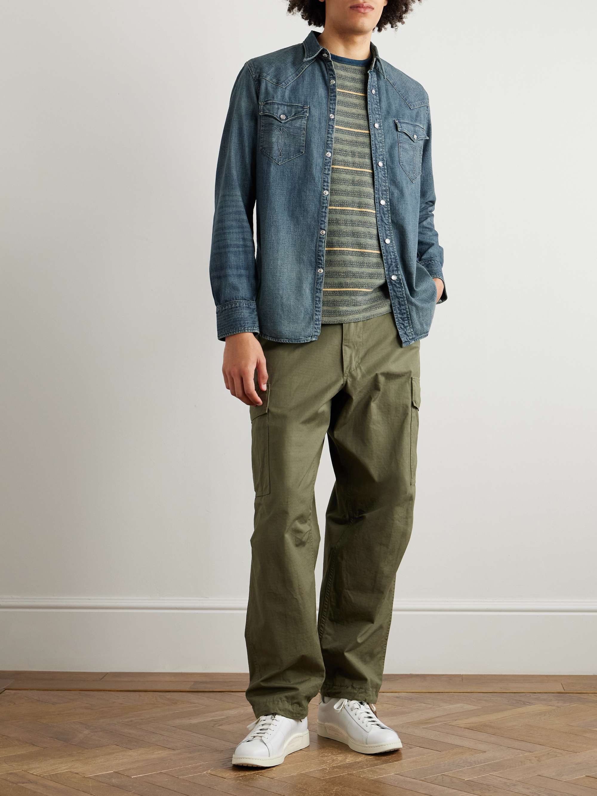 Slim-Fit Denim Western Shirt view