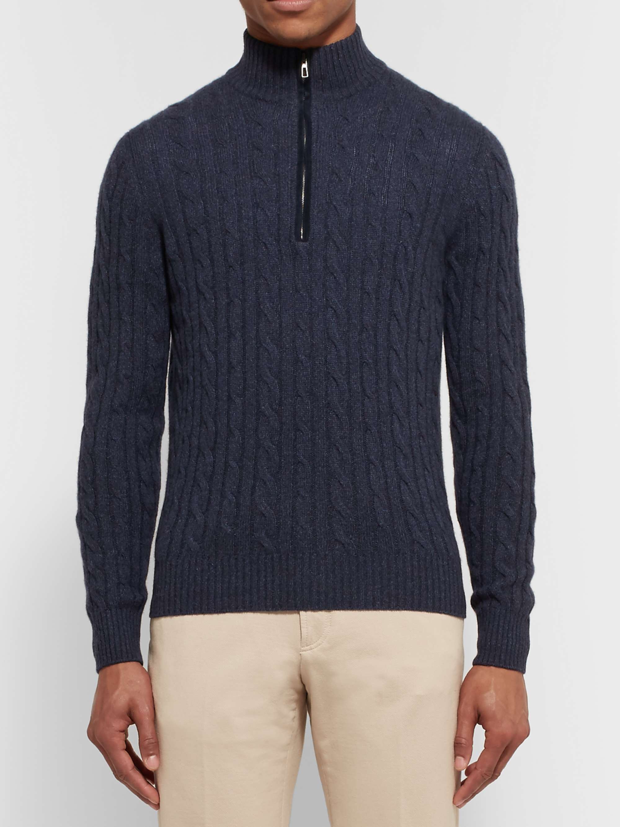 Cable-Knit Baby Cashmere Half-Zip Sweater view