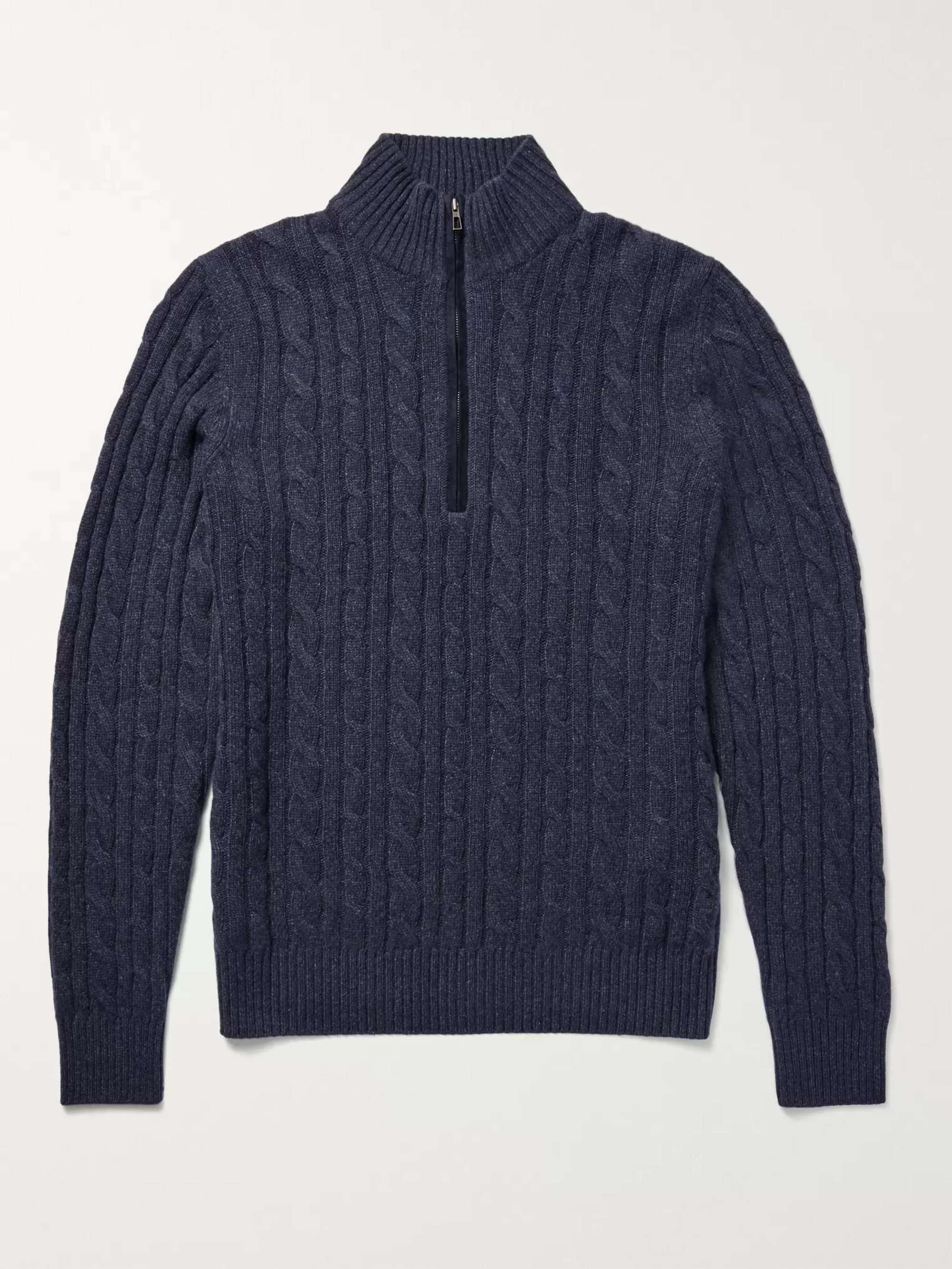 Cable-Knit Baby Cashmere Half-Zip Sweater view