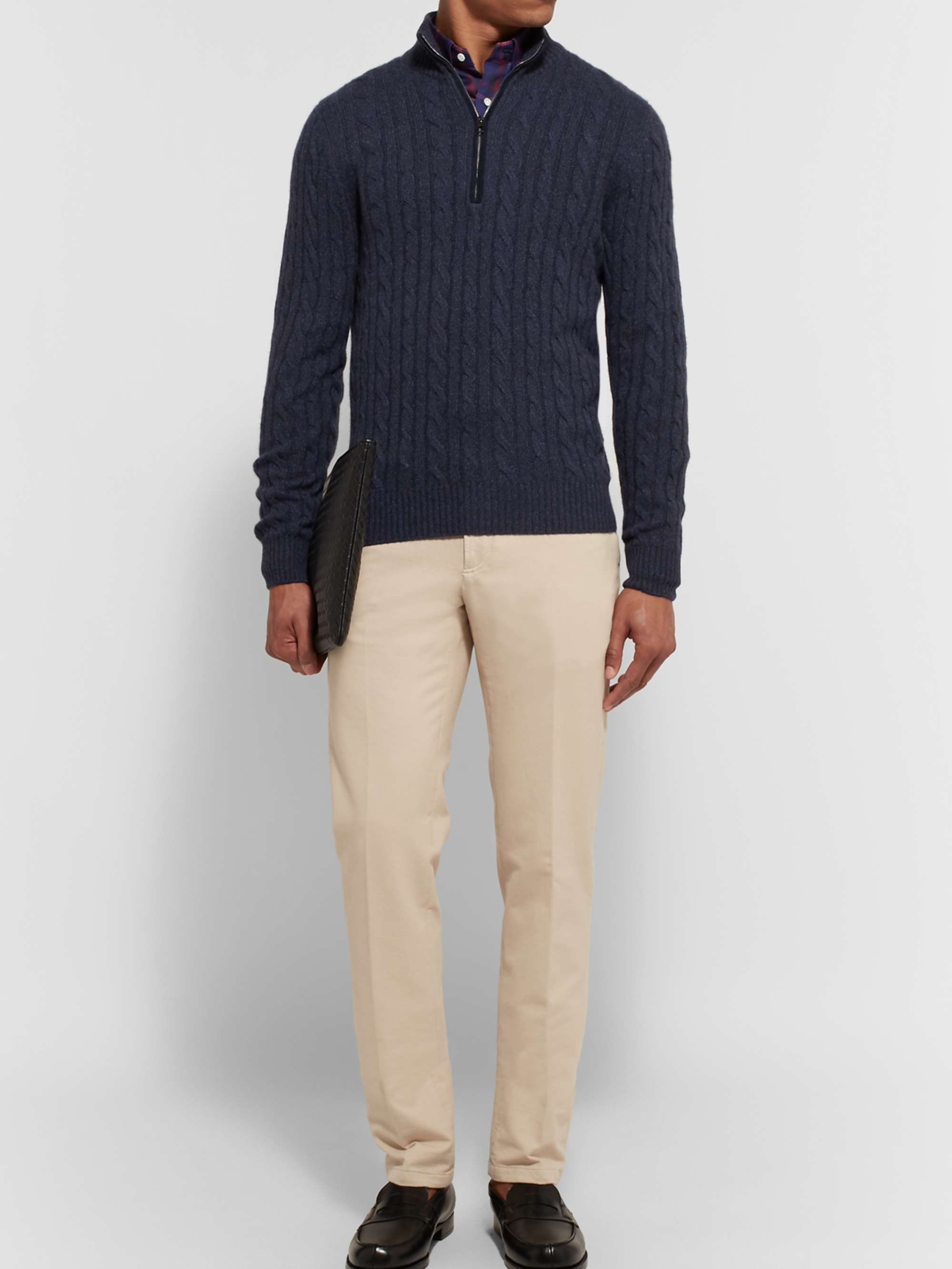 Cable-Knit Baby Cashmere Half-Zip Sweater view