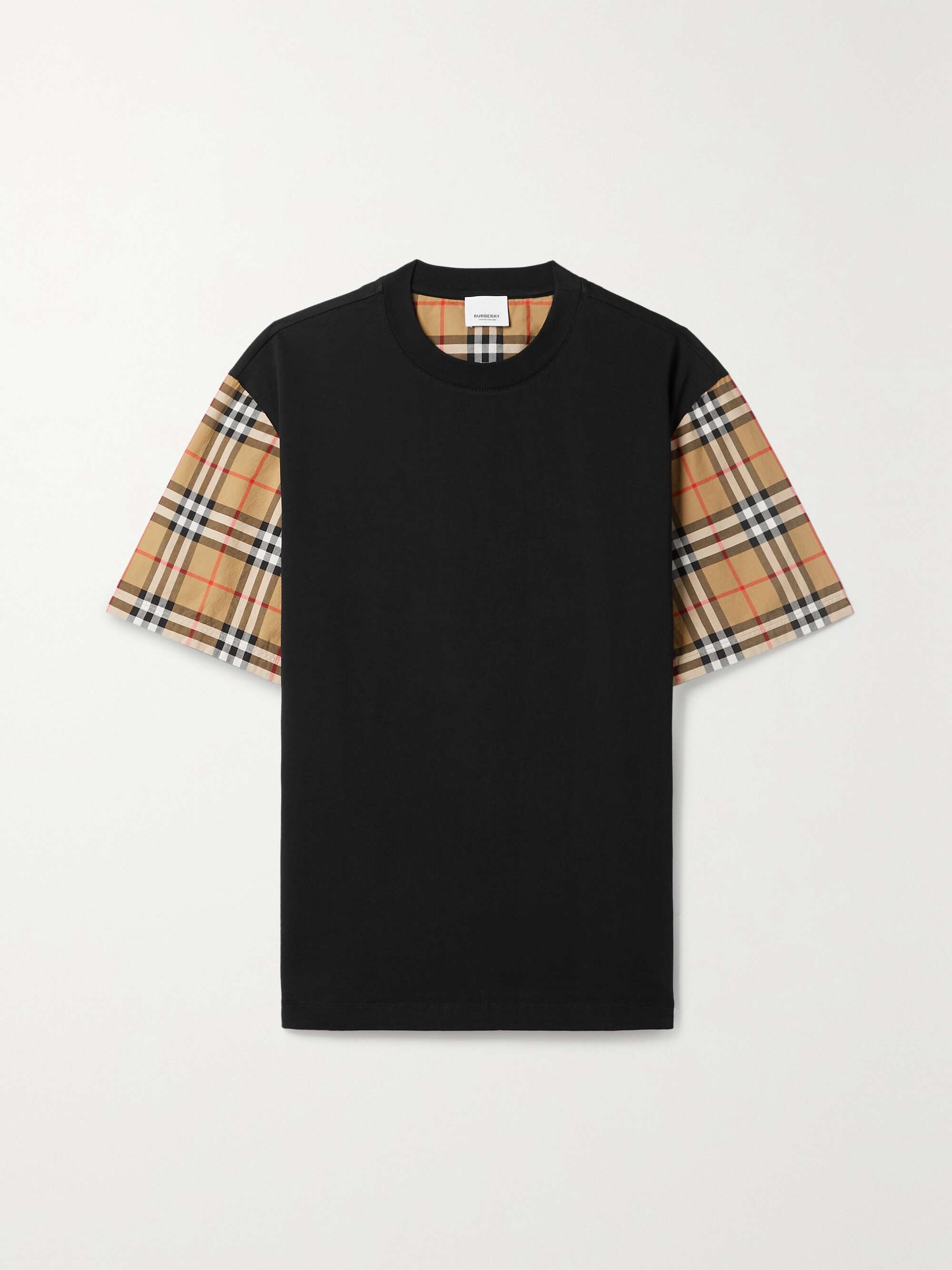 + NET SUSTAIN checked poplin-trimmed cotton-jersey T-shirt view