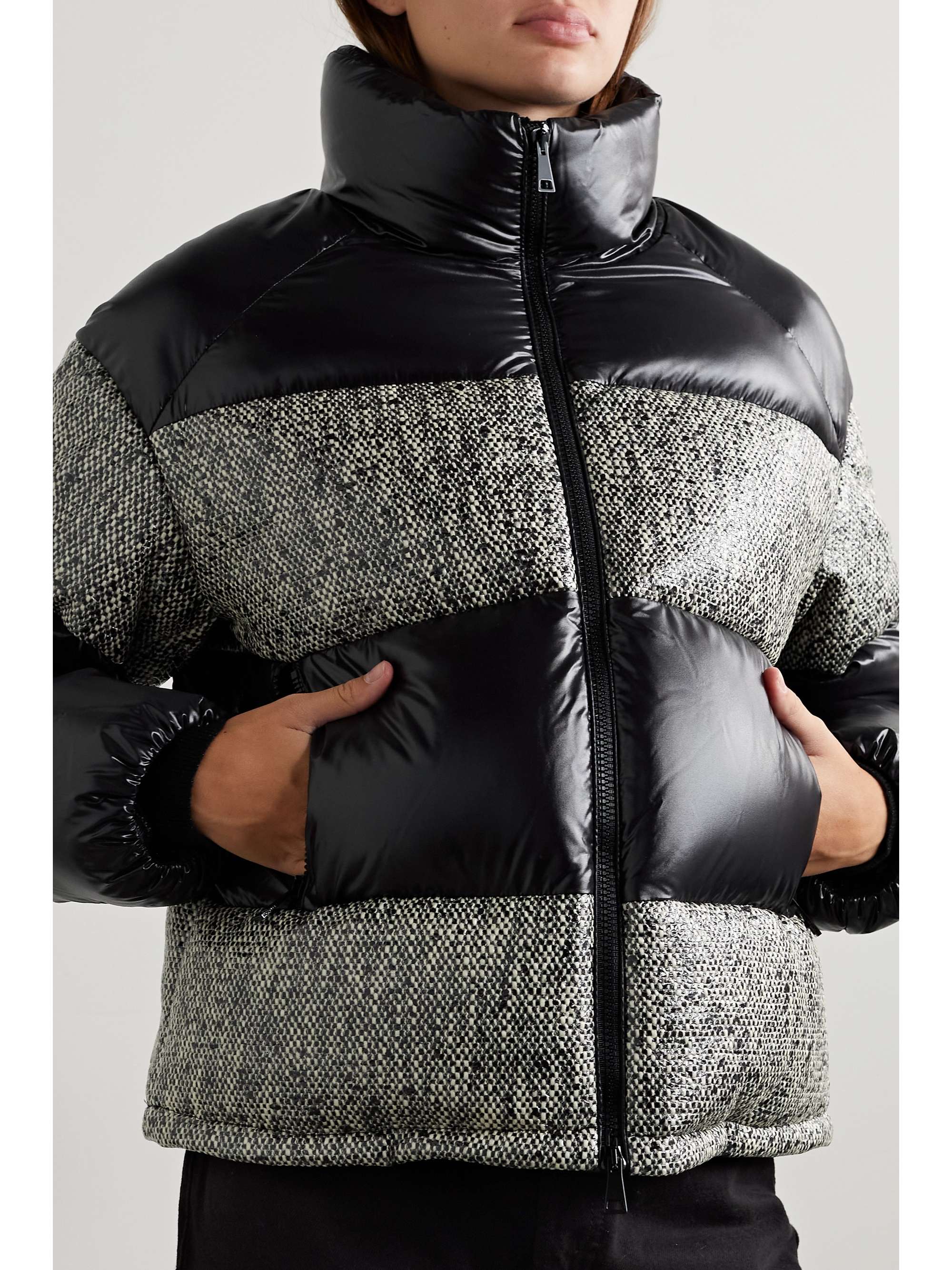Erine quilted coated-tweed and shell down jacket view