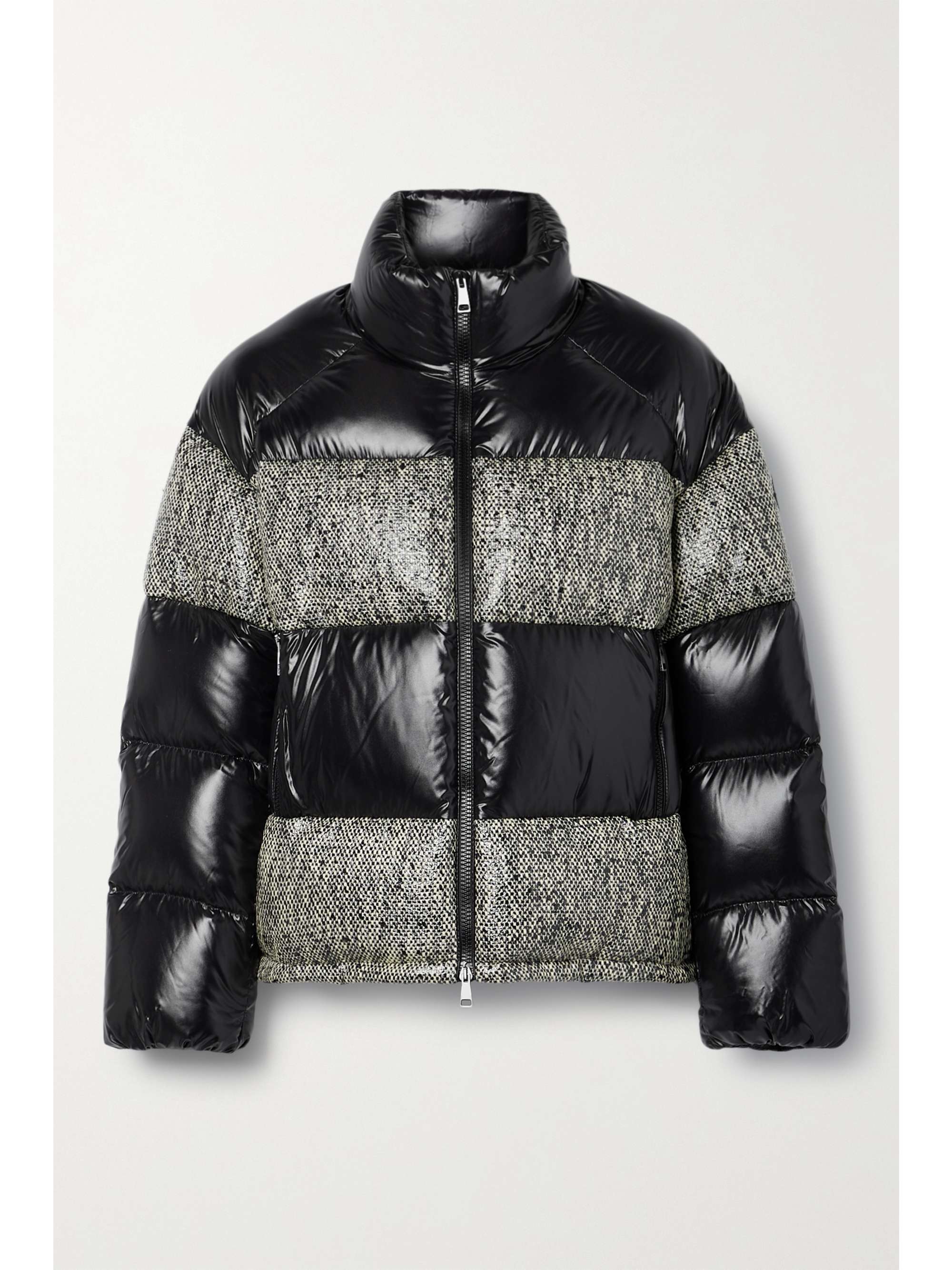 Erine quilted coated-tweed and shell down jacket view