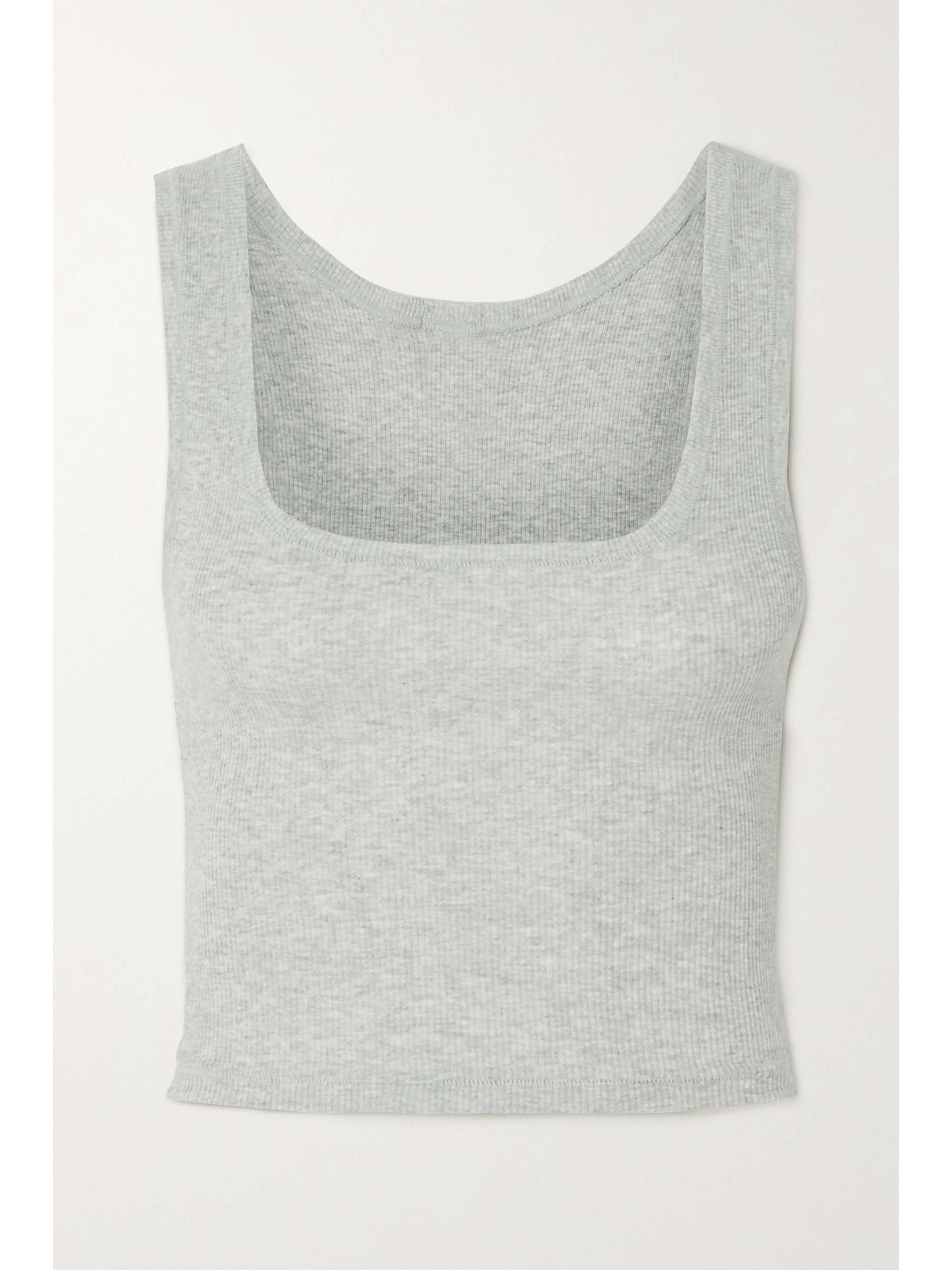 Cotton Collection cropped ribbed cotton-blend jersey tank view